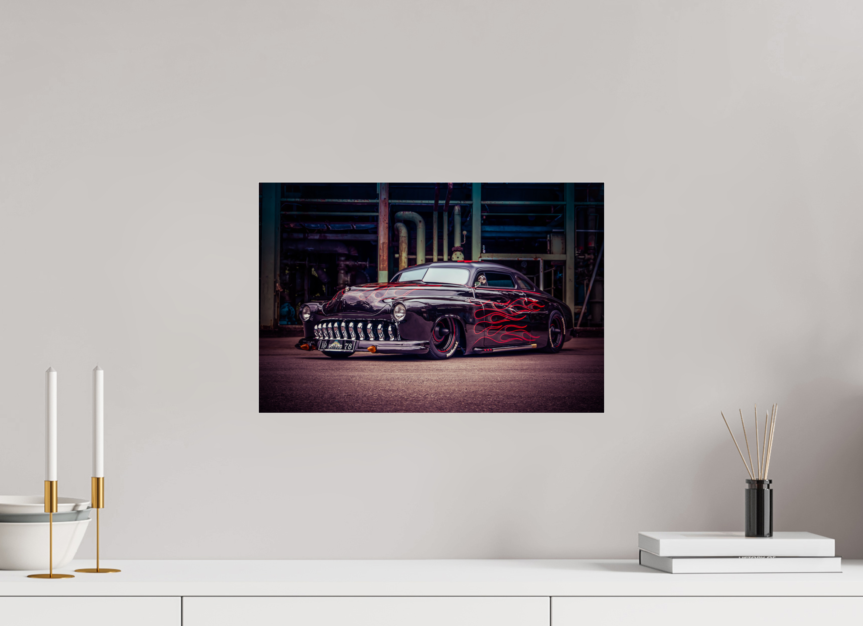 45 x 30 cm, Photo Print Under Acrylic Glass Rockabilly Freakout Kustom