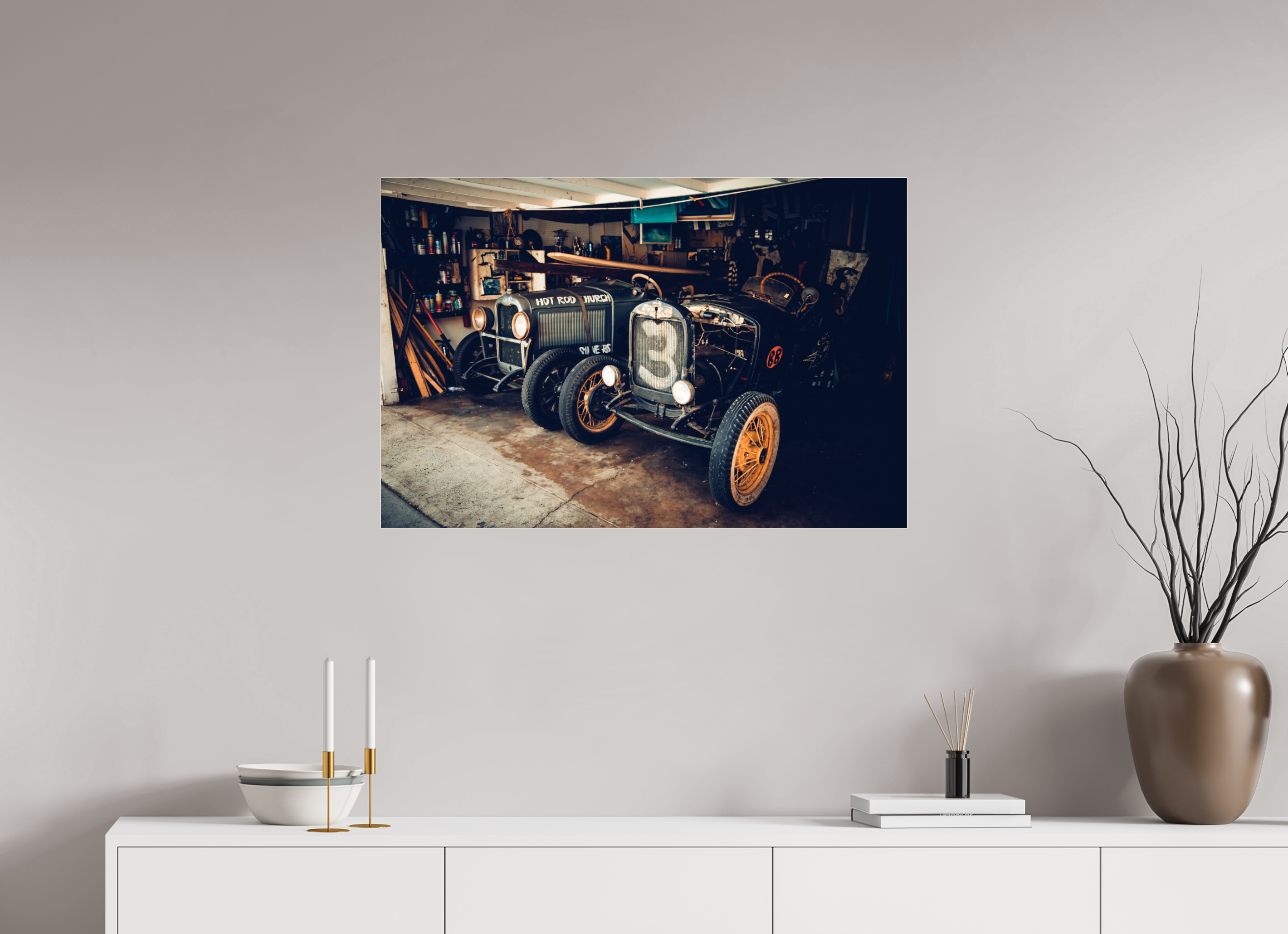 90 x 60 cm, Photo Print Under Acrylic Glass New York Garage