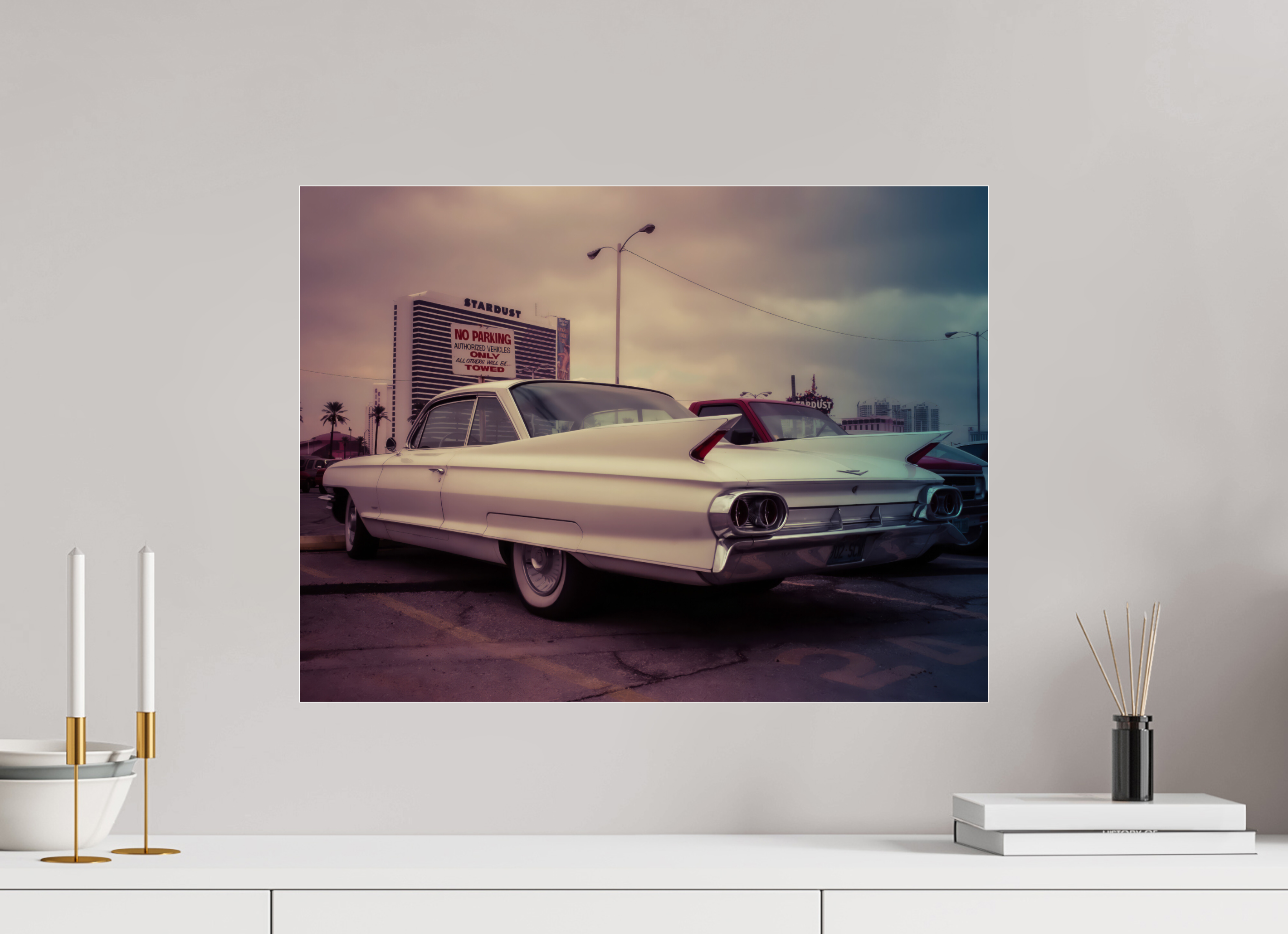 60 x 45 cm, Photo Print Under Acrylic Glass Vintage Las Vegas: Cadillac Stardust Hotel