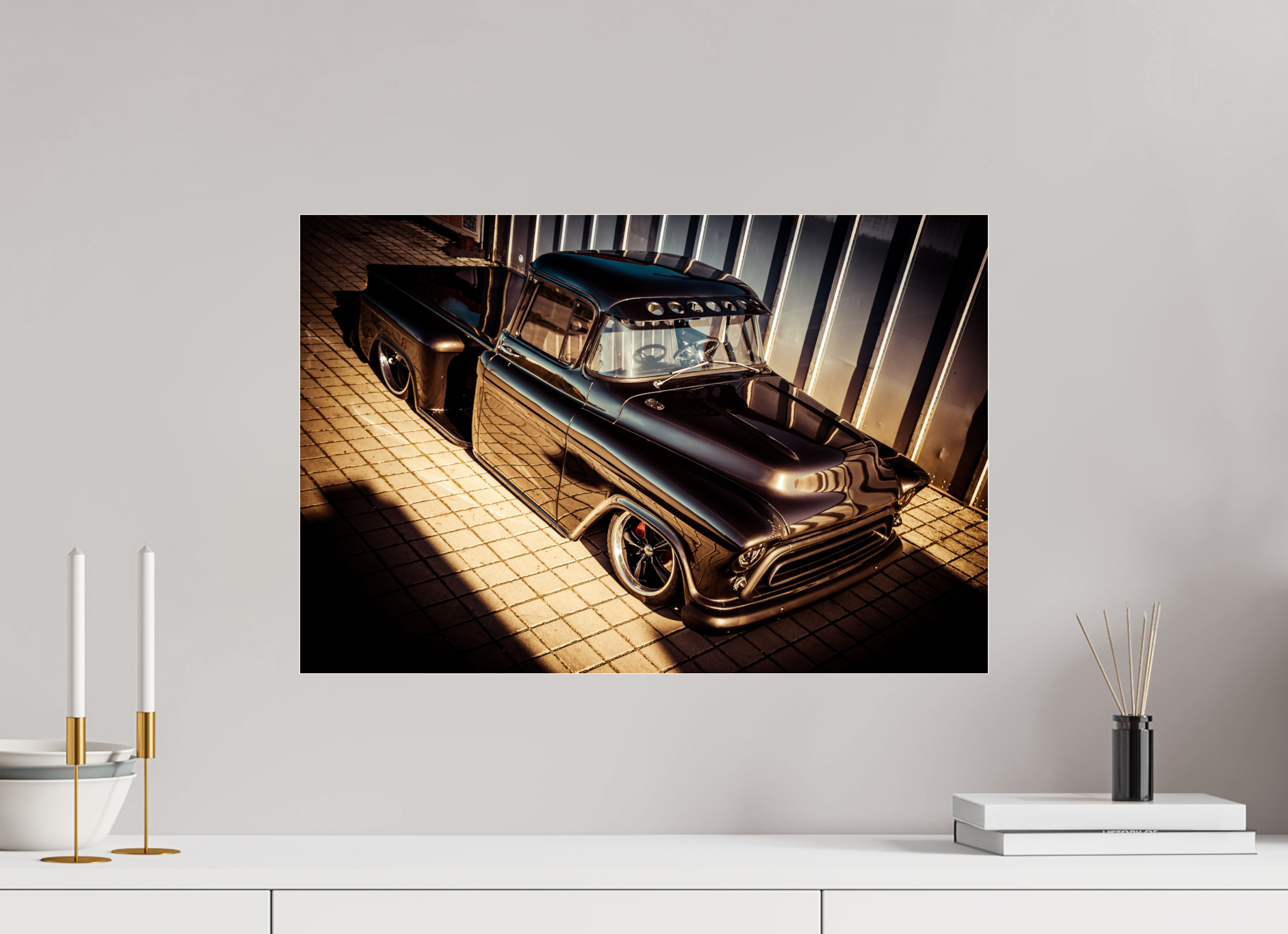 60 x 40 cm, Photo Print Under Acrylic Glass 1955 Chevy Kustom Pickup Truck