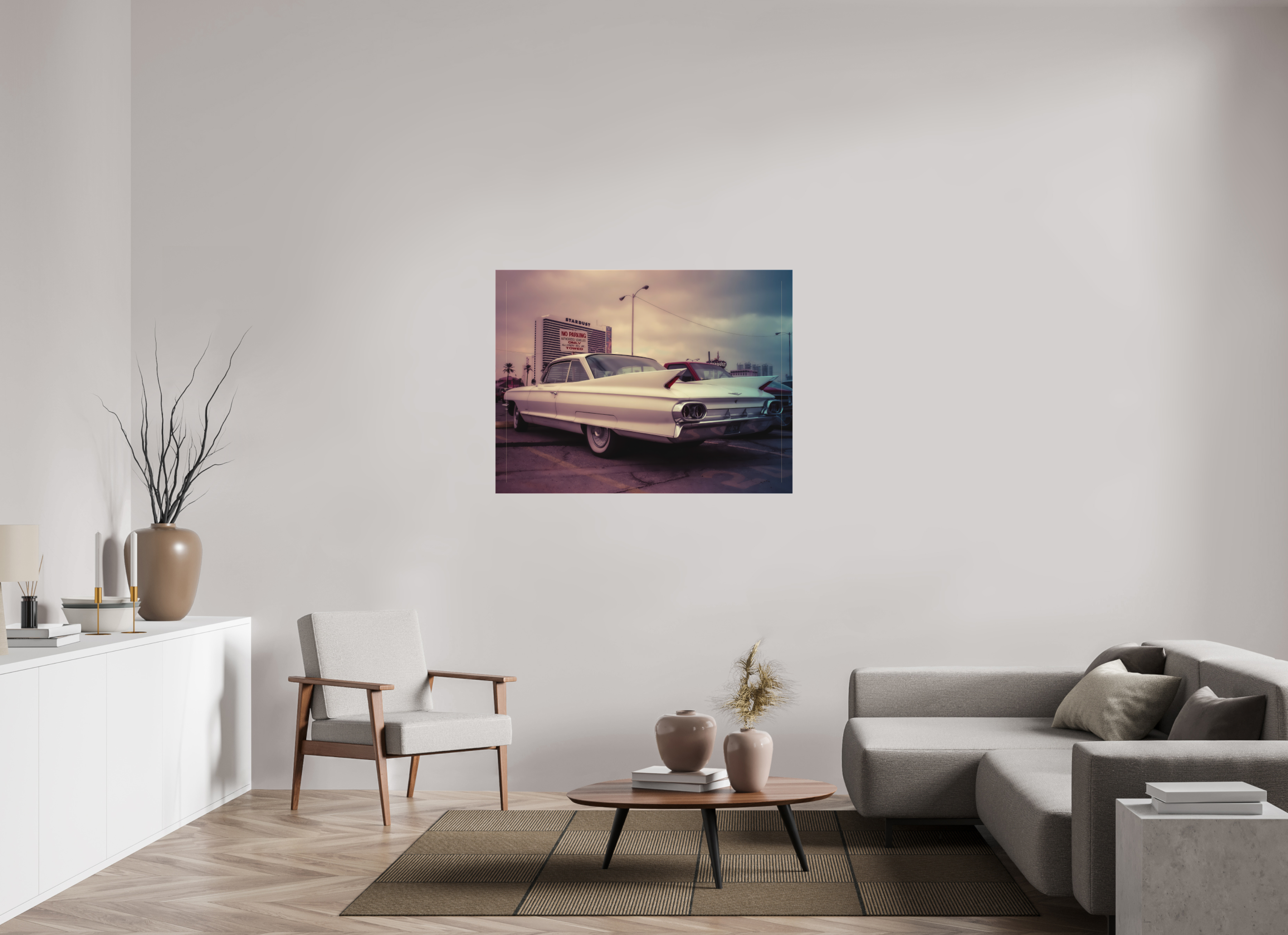 120 x 90 cm, Leinwand matt Vintage Las Vegas: Cadillac Stardust Hotel