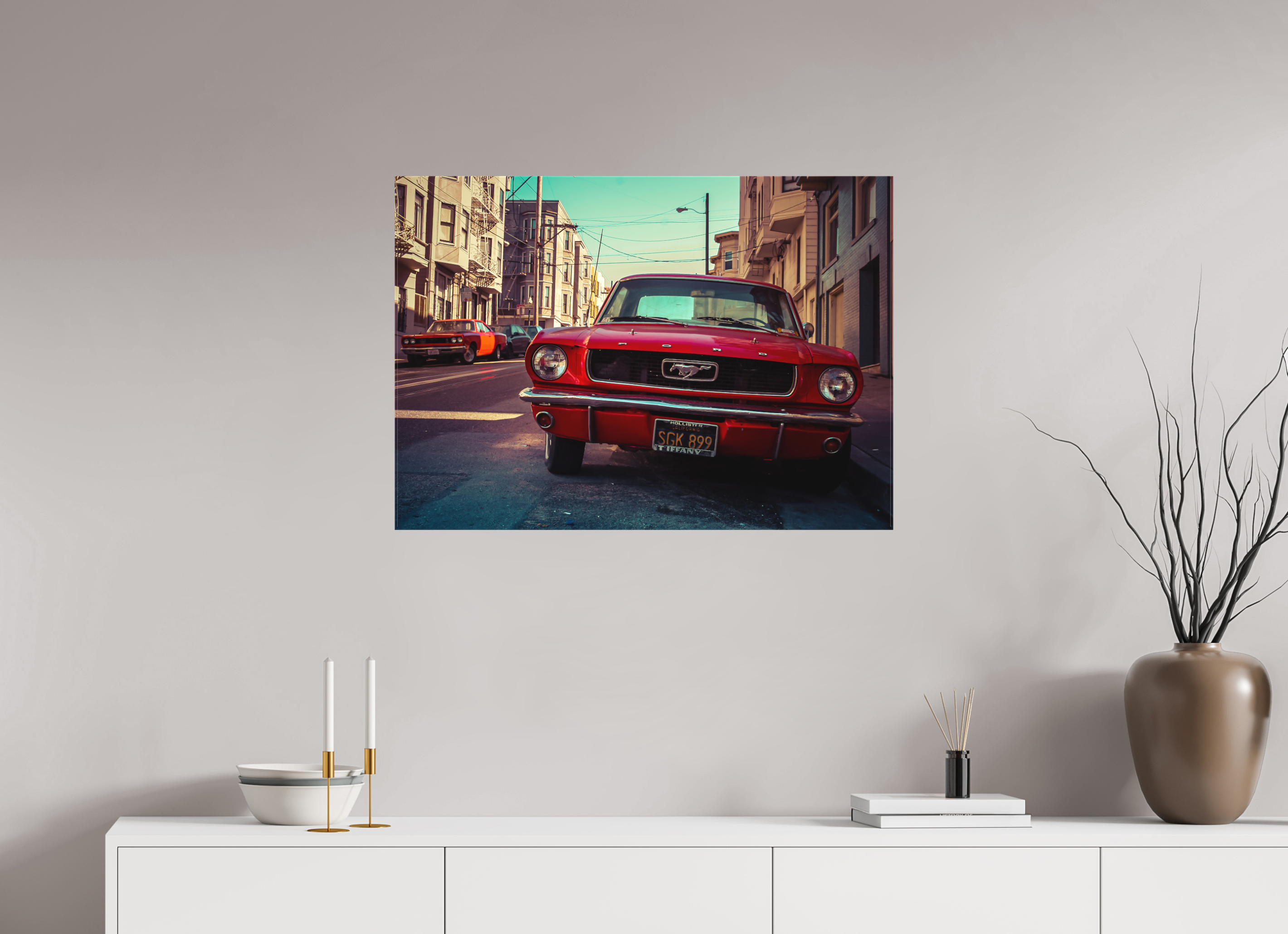 DIN A1 (84,1 x 59,4 cm), Leinwand matt Ford Mustang in San Francisco