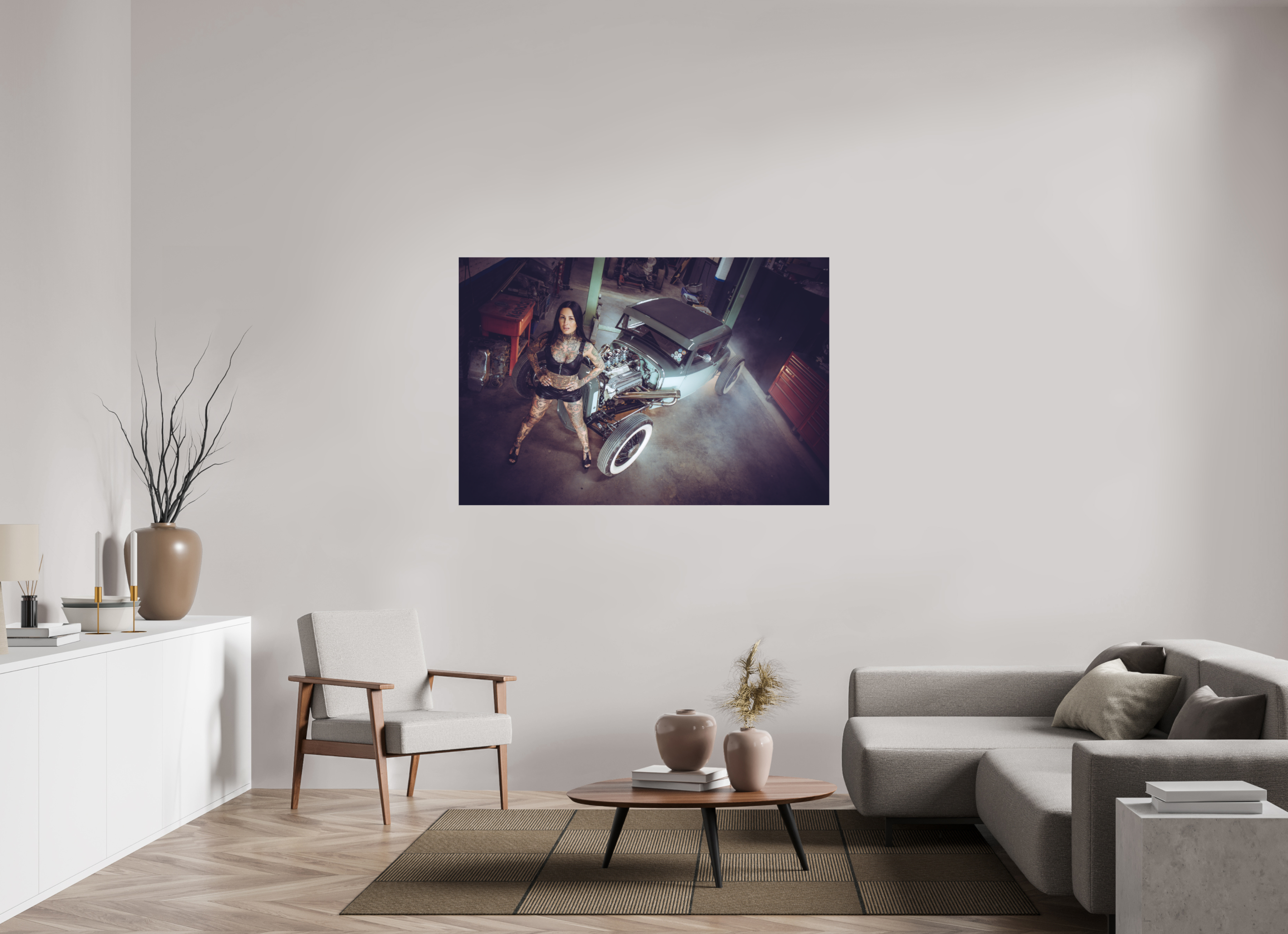 150 x 100 cm, Leinwand matt Femke Fatale Green Hot Rod