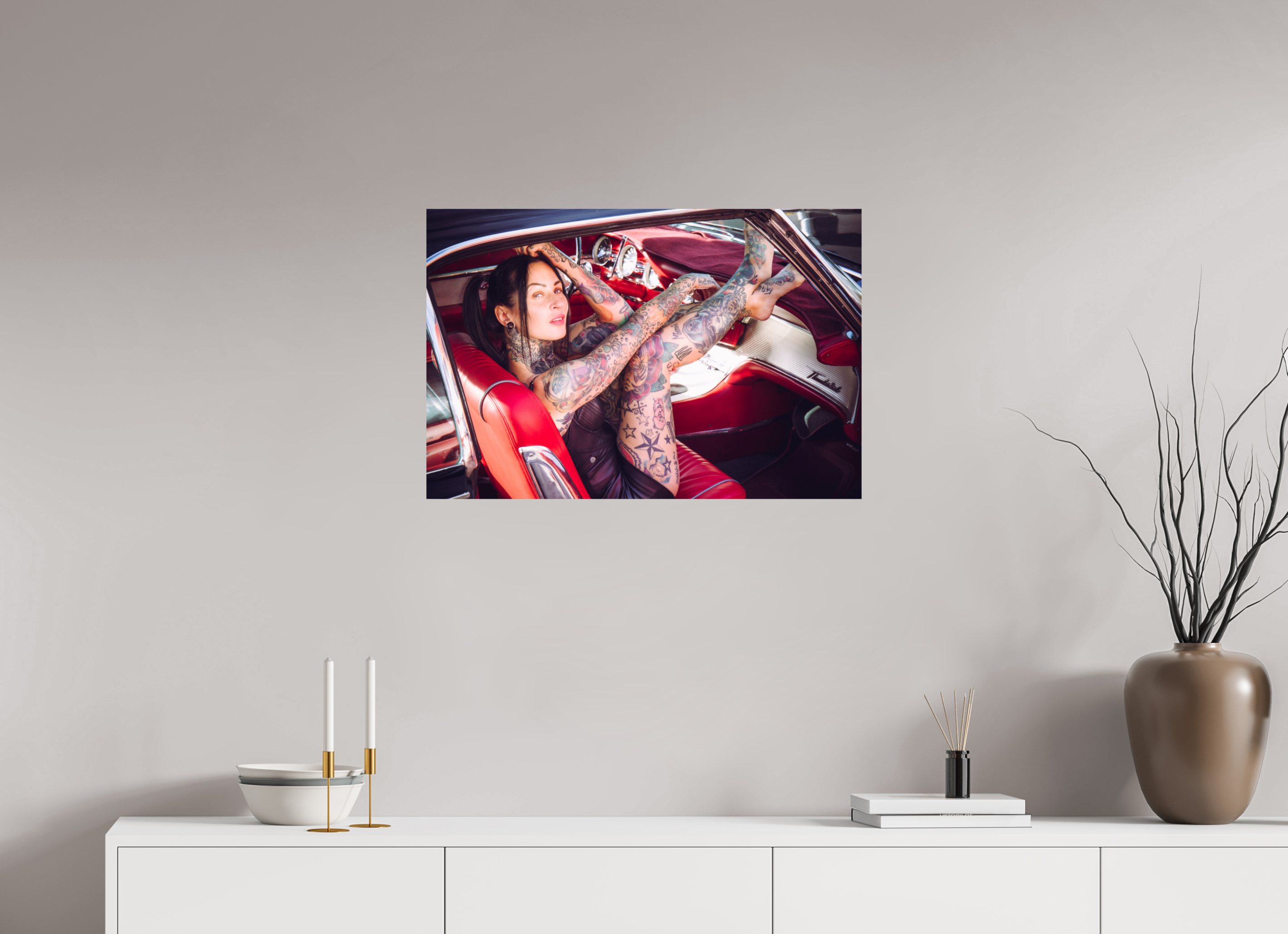 75 x 50 cm, Photo Print On Fuji Crystal DP II Femke Fatale Ford Thunderbird