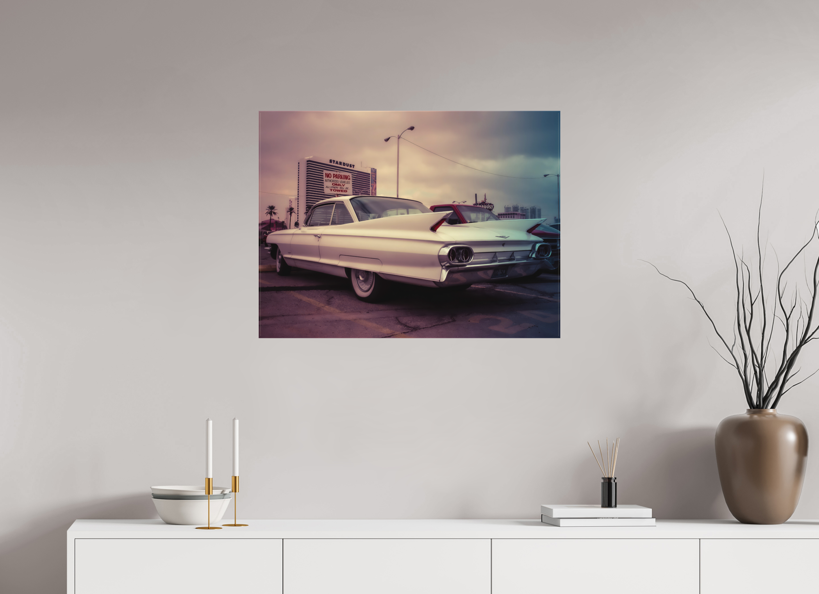 80 x 60 cm, Leinwand matt Vintage Las Vegas: Cadillac Stardust Hotel