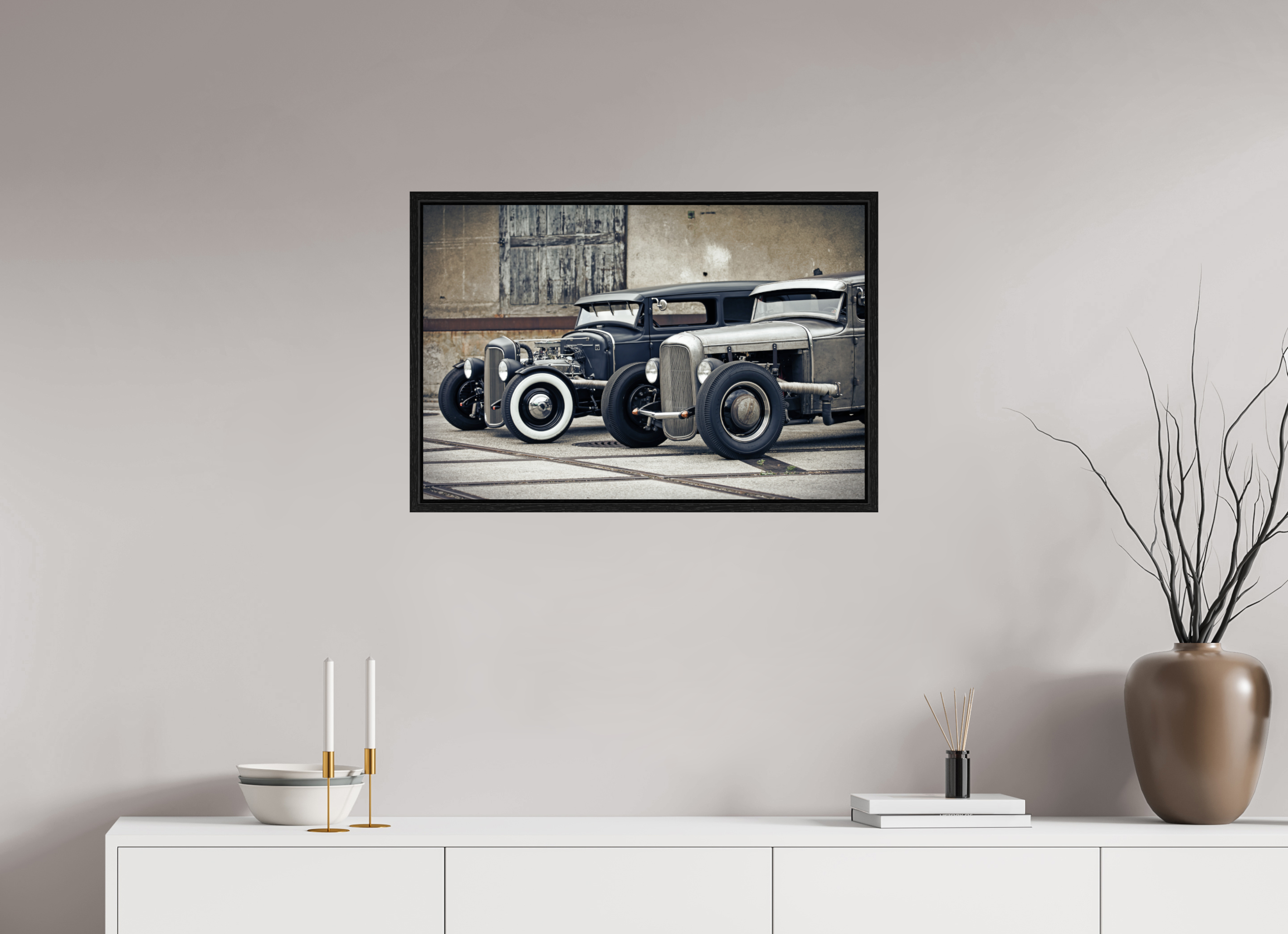 75 x 50 cm, Floater Frame Oldschool Hot Rods