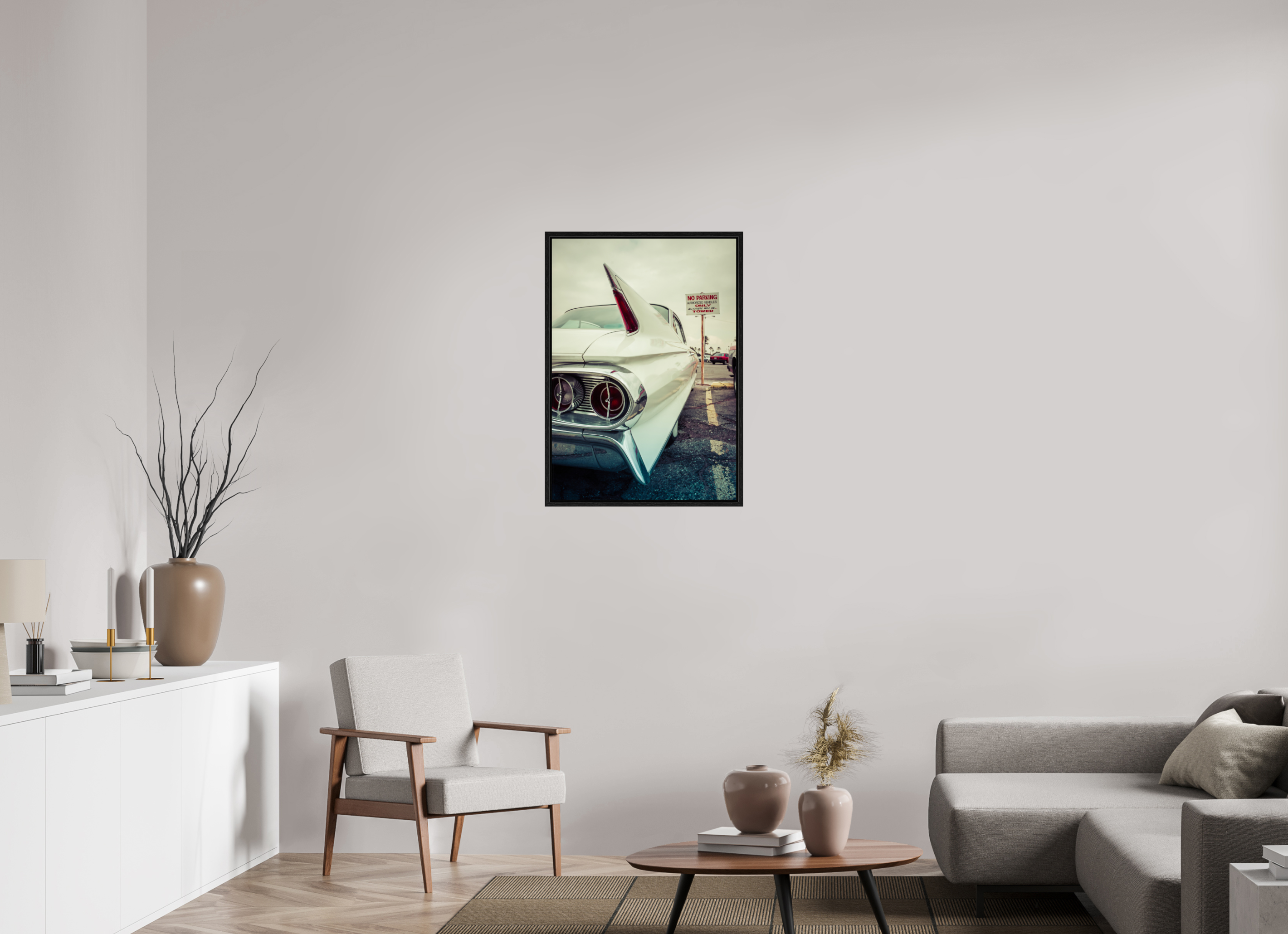 DIN A1 (59,4 x 84,1 cm), Floater Frame White Cadillac Vegas