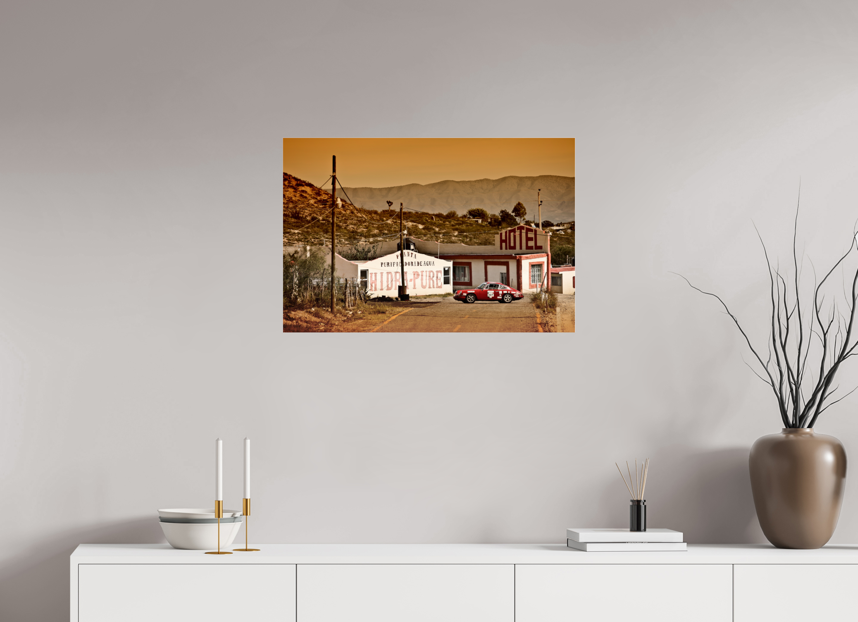 75 x 50 cm, Photo Print Under Acrylic Glass Porsche 911 - La Carrera Panamericana