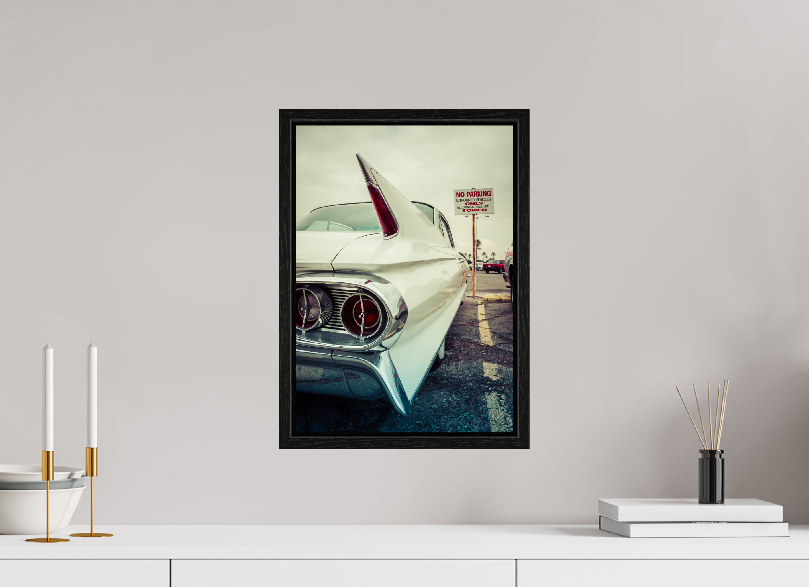 DIN A3 (29,7 x 42 cm), Floater Frame White Cadillac Vegas