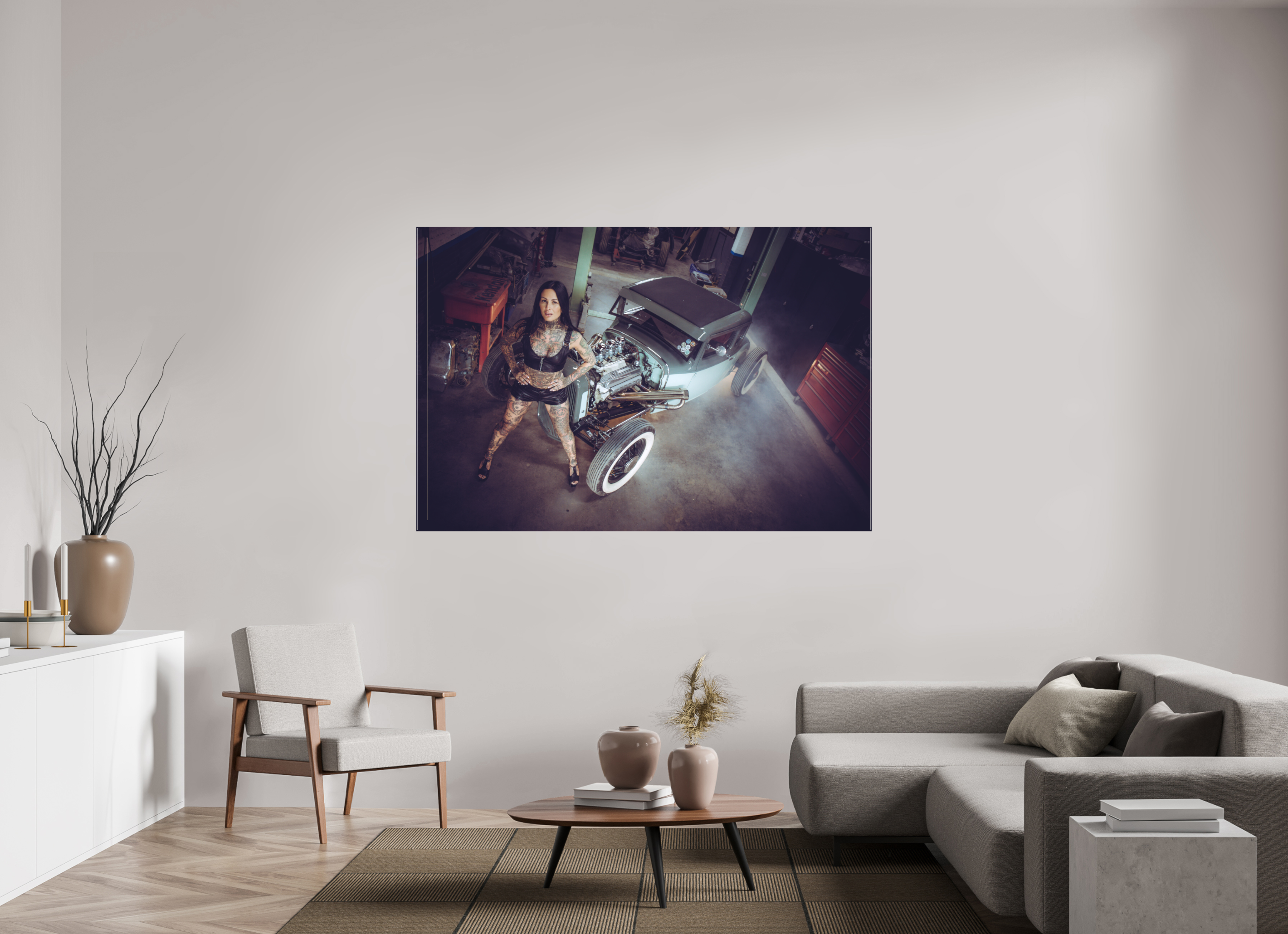 180 x 120 cm, Leinwand matt Femke Fatale Green Hot Rod