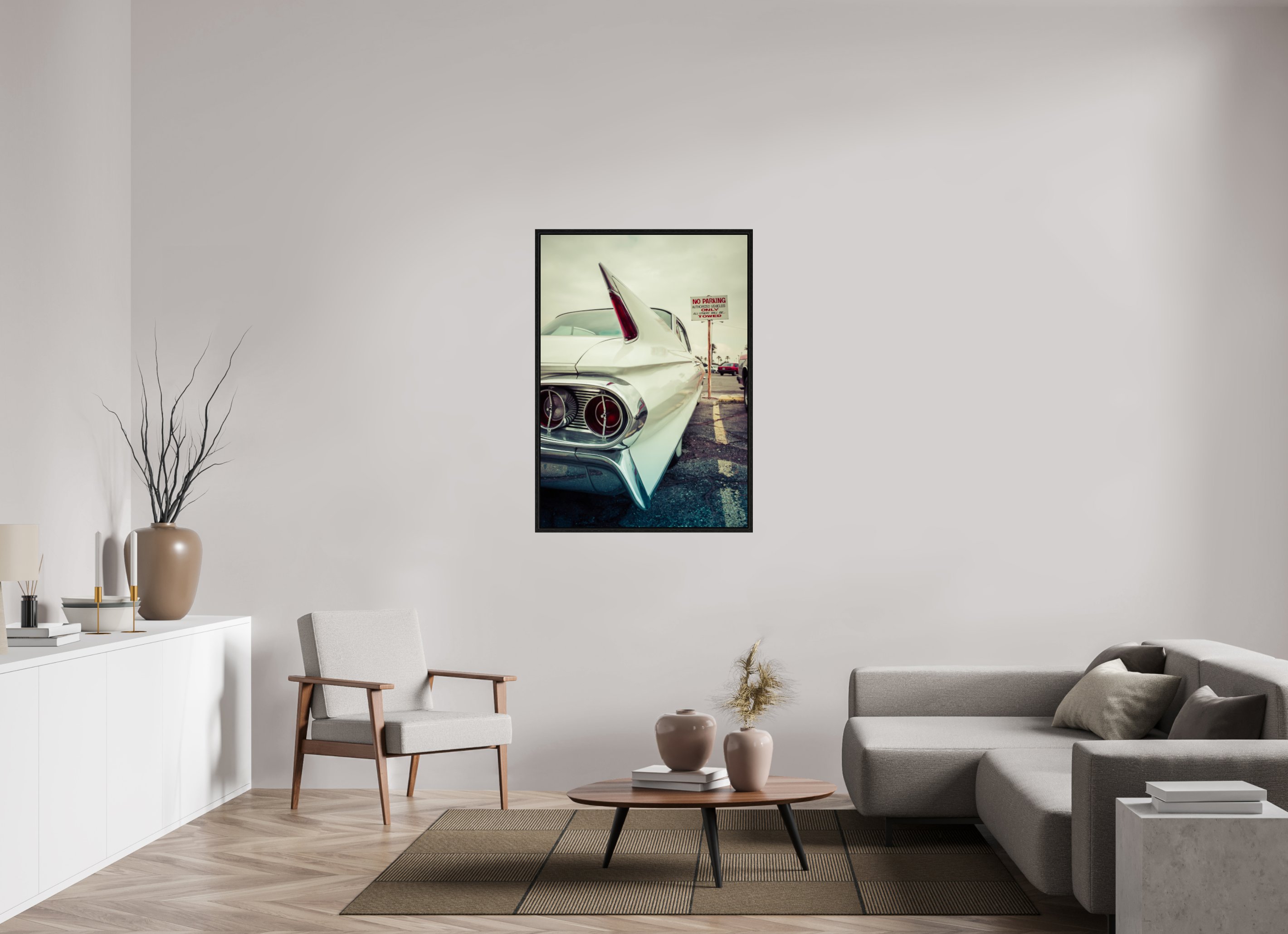 DIN A0 (84,1 x 118,9 cm), Floater Frame White Cadillac Vegas