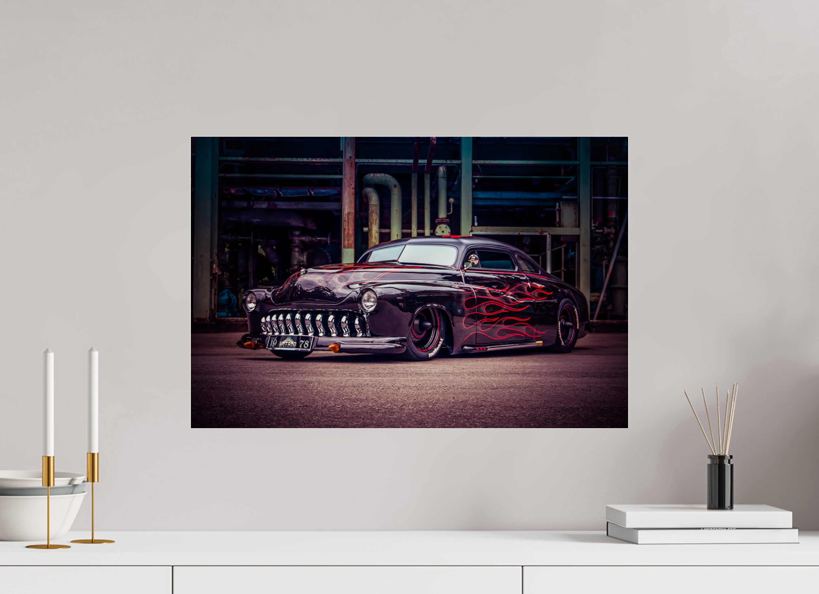 60 x 40 cm, Photo Print Under Acrylic Glass Rockabilly Freakout Kustom