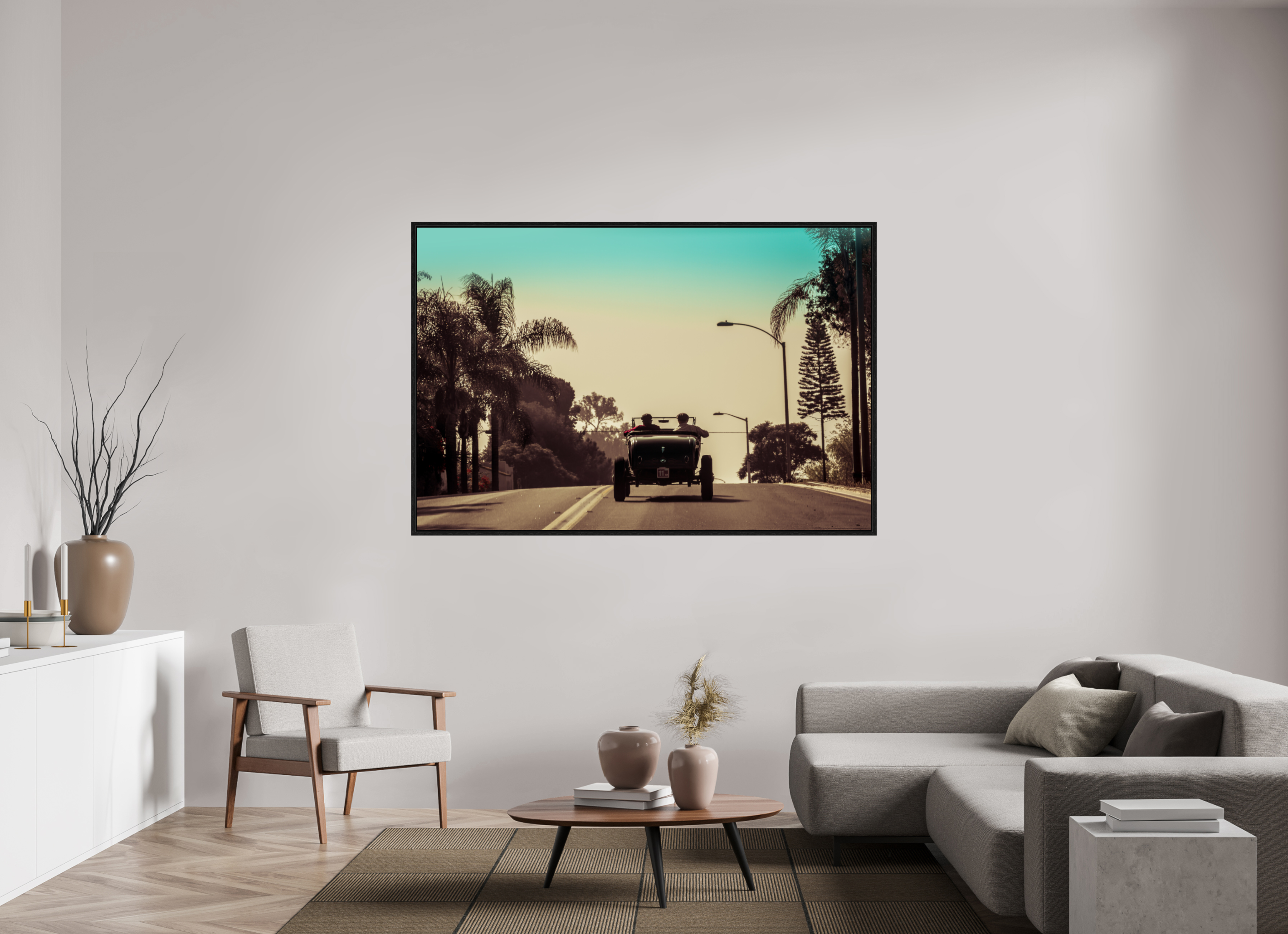 180 x 120 cm, Floater Frame Hot Rod Ridin' SoCal