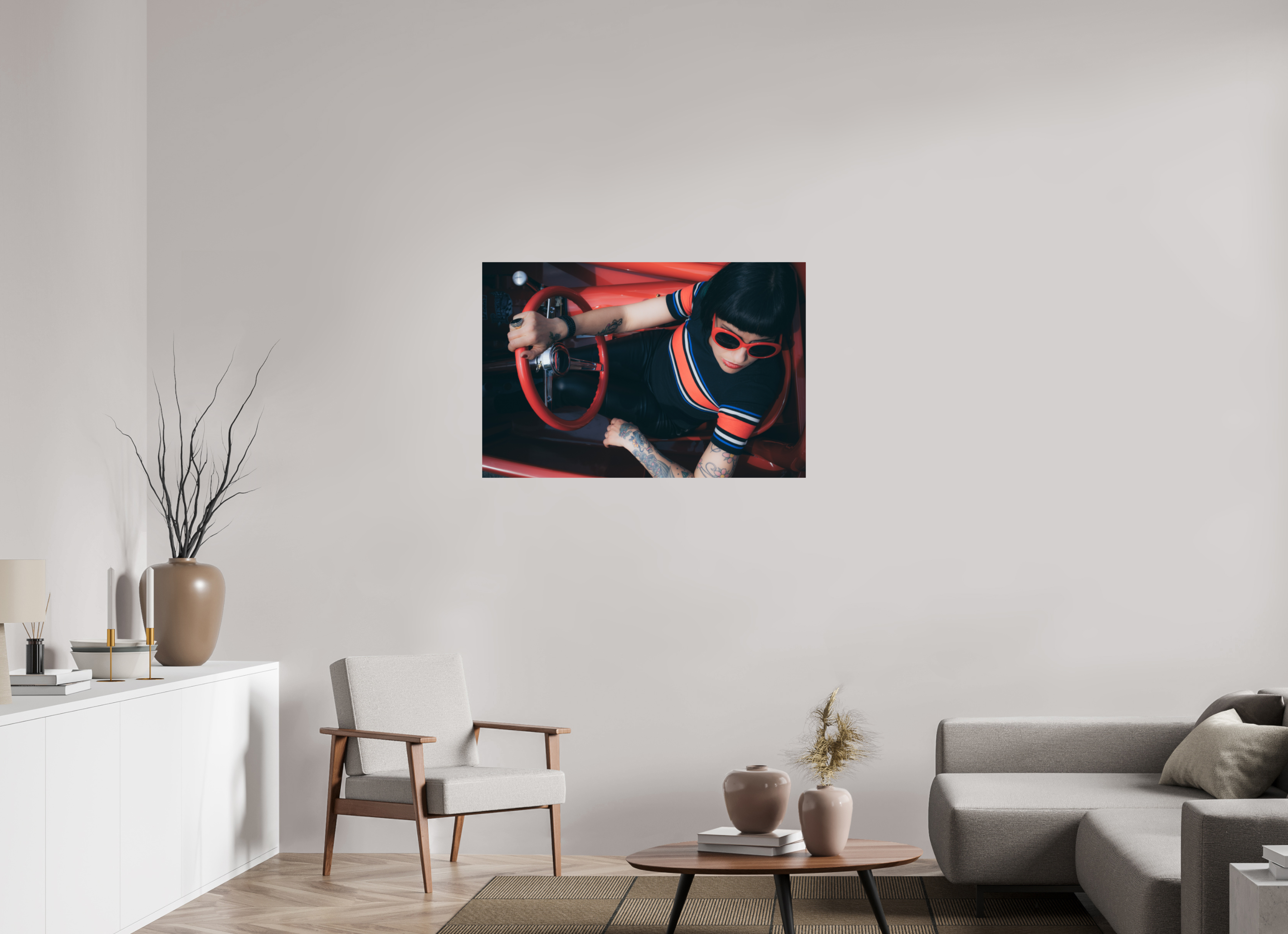 105 x 70 cm, Photo Print On Fuji Crystal DP II Hot Rod Roadster Girl