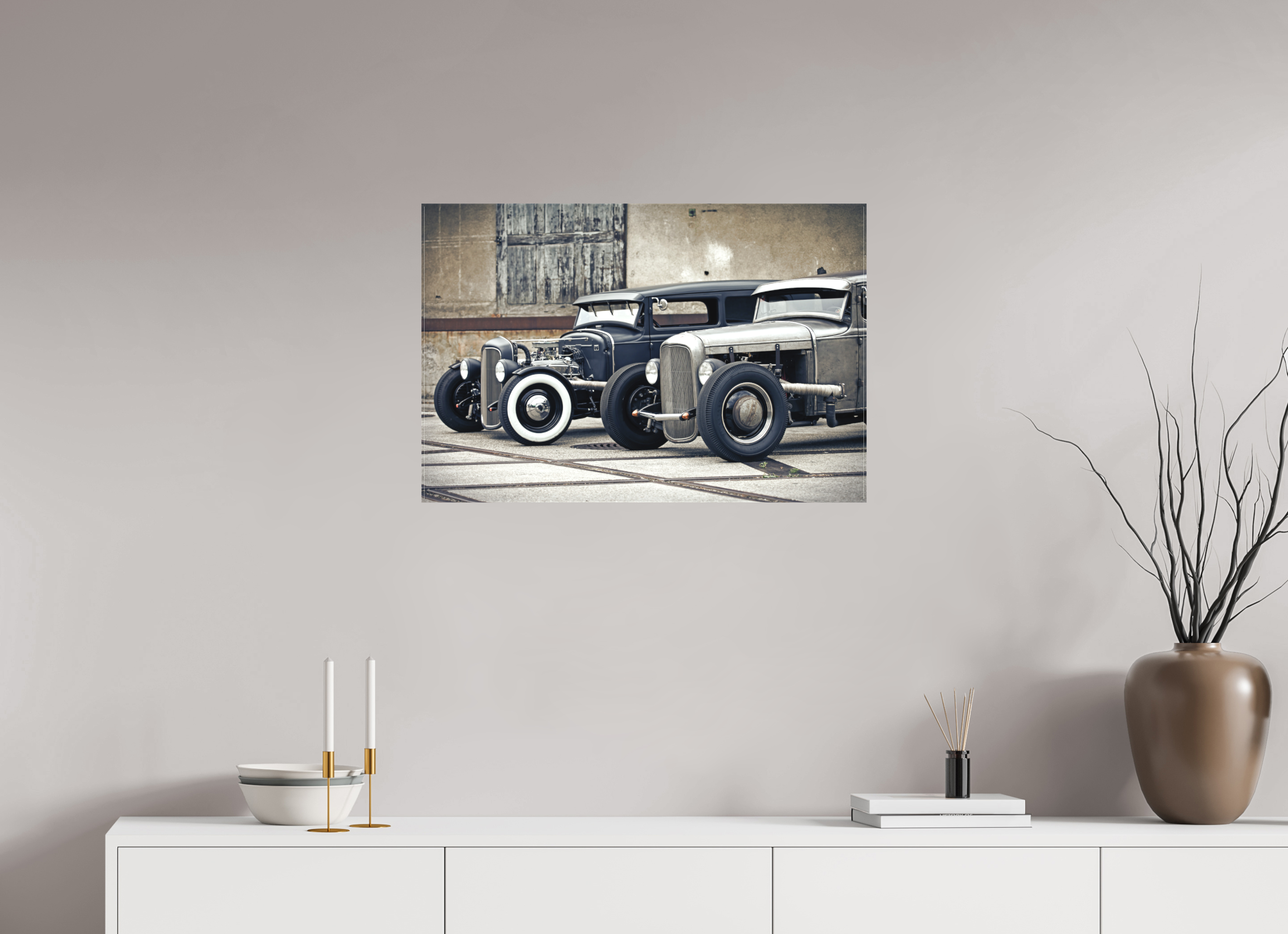 75 x 50 cm, Leinwand matt Oldschool Hot Rods