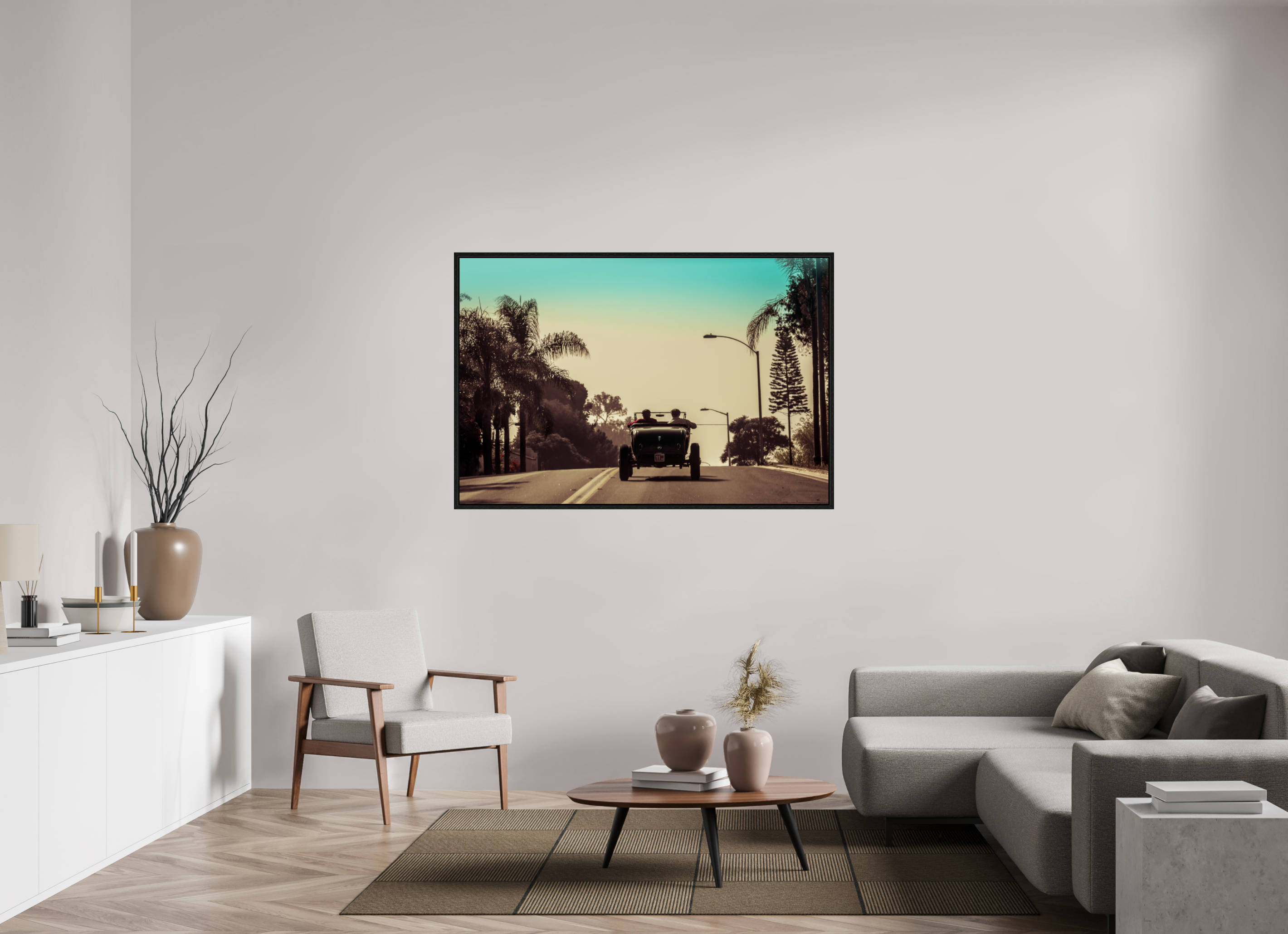 150 x 100 cm, Floater Frame Hot Rod Ridin' SoCal