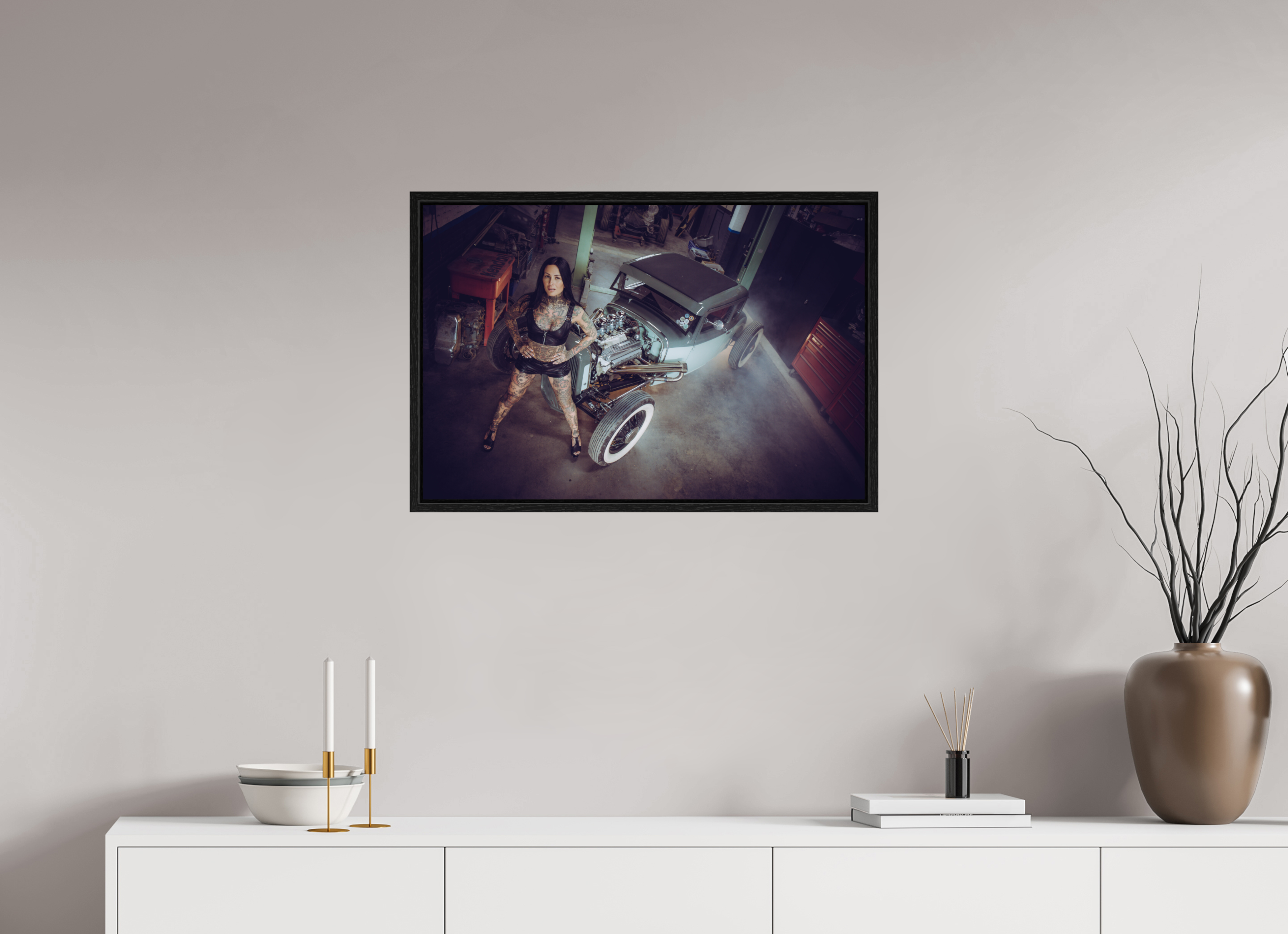 75 x 50 cm, Floater Frame Femke Fatale Green Hot Rod