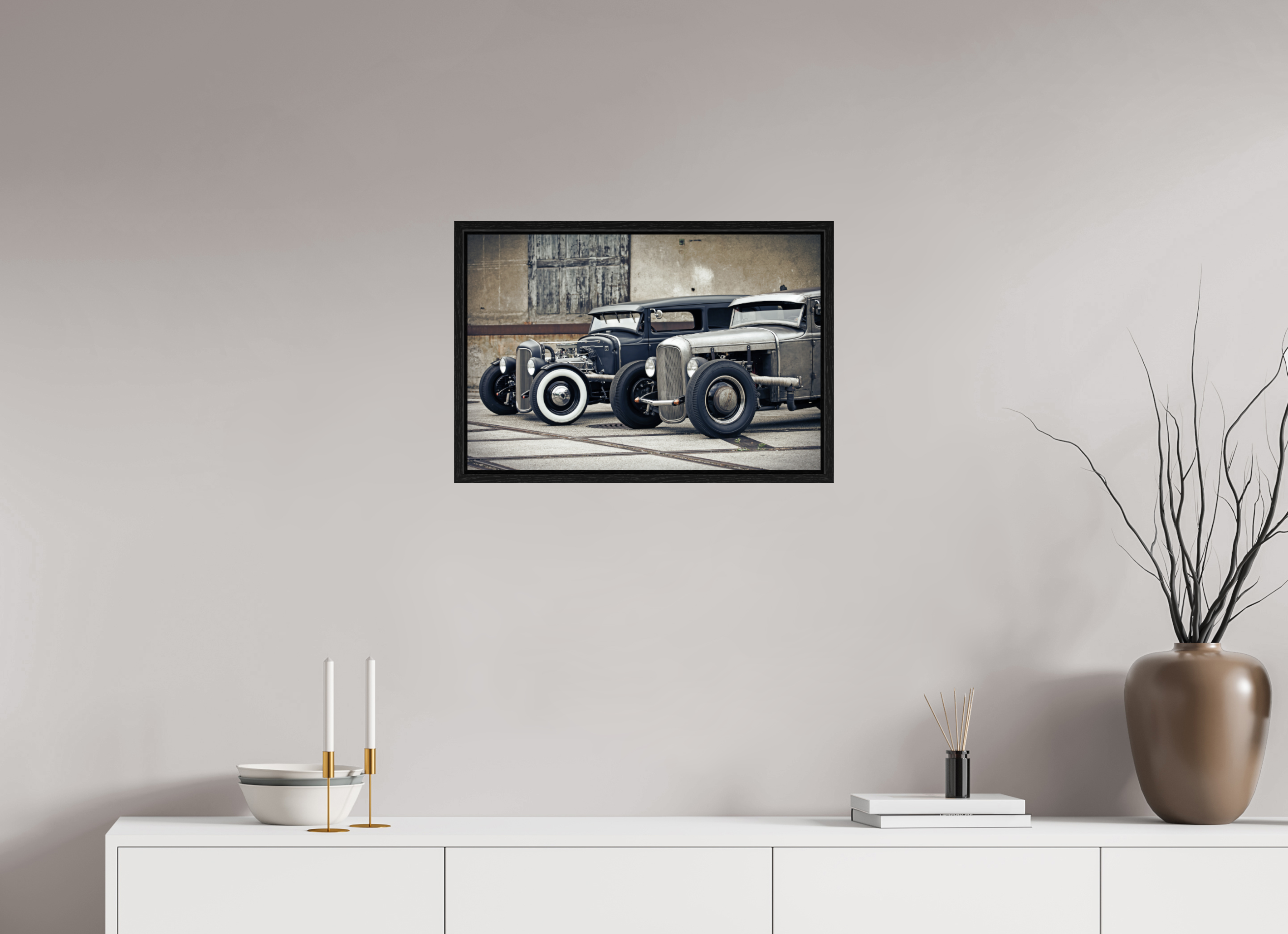 60 x 40 cm, Floater Frame Oldschool Hot Rods