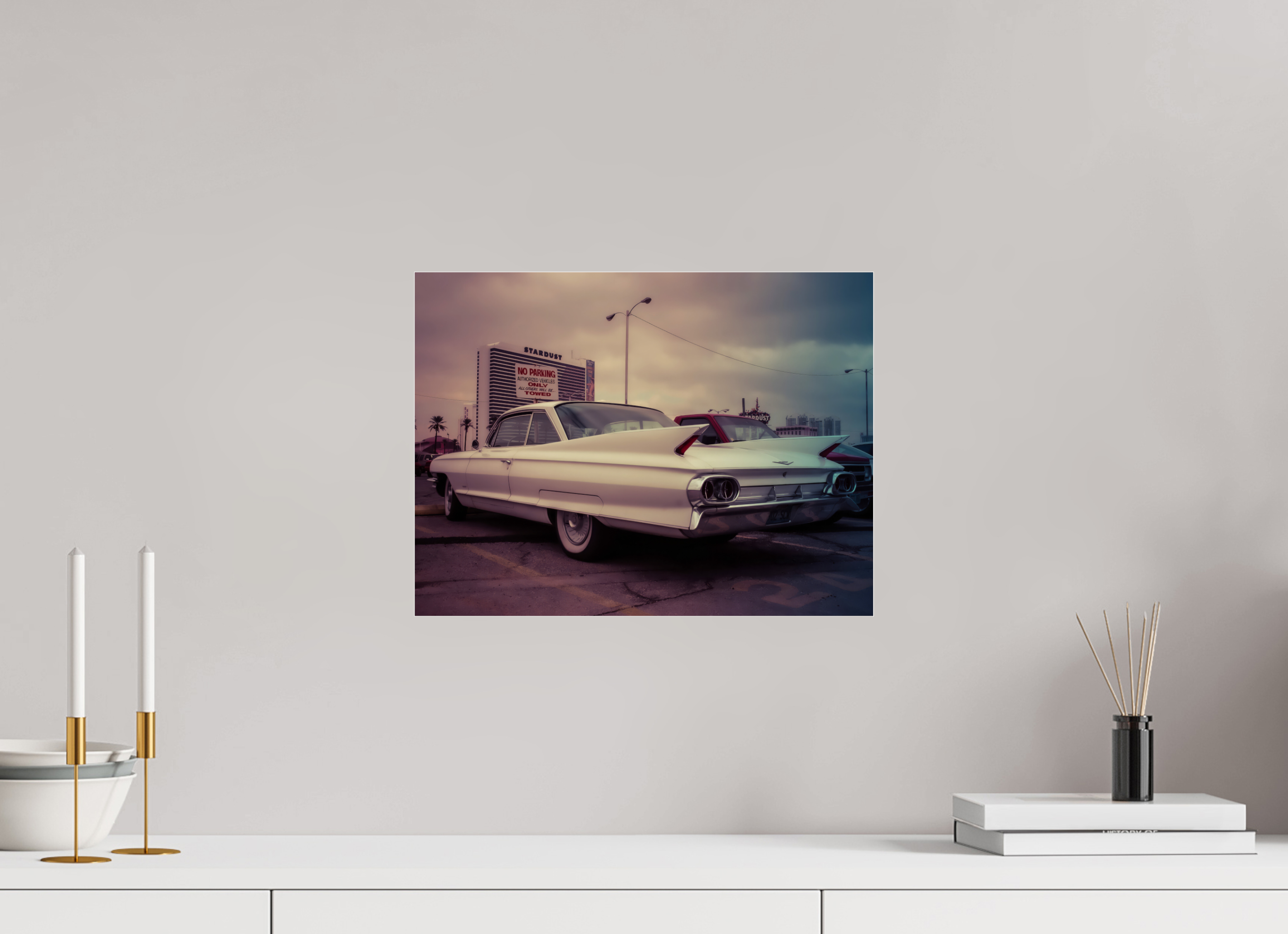 40 x 30 cm, Photo Print Under Acrylic Glass Vintage Las Vegas: Cadillac Stardust Hotel