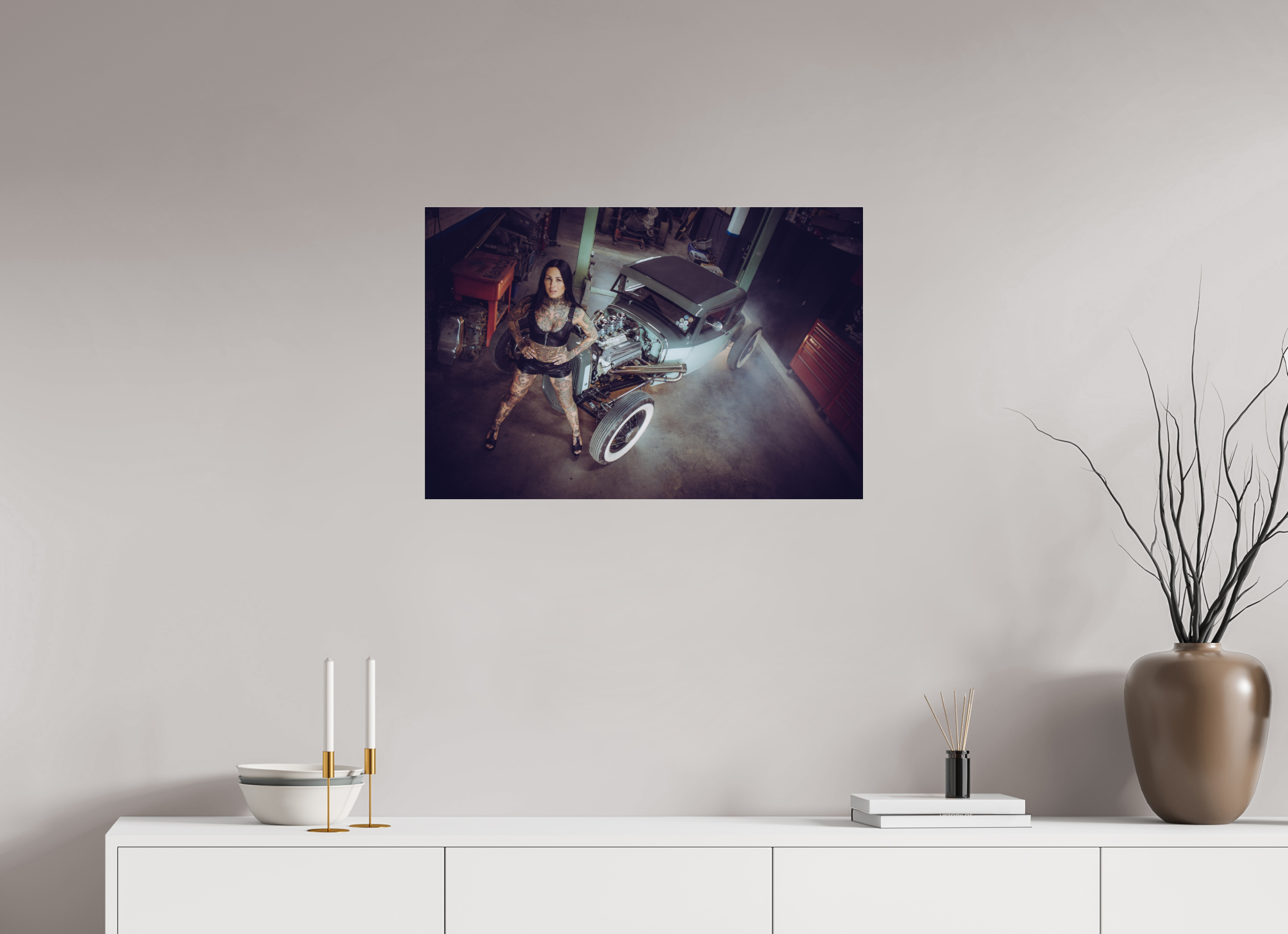 75 x 50 cm, Photo Print Under Acrylic Glass Femke Fatale Green Hot Rod
