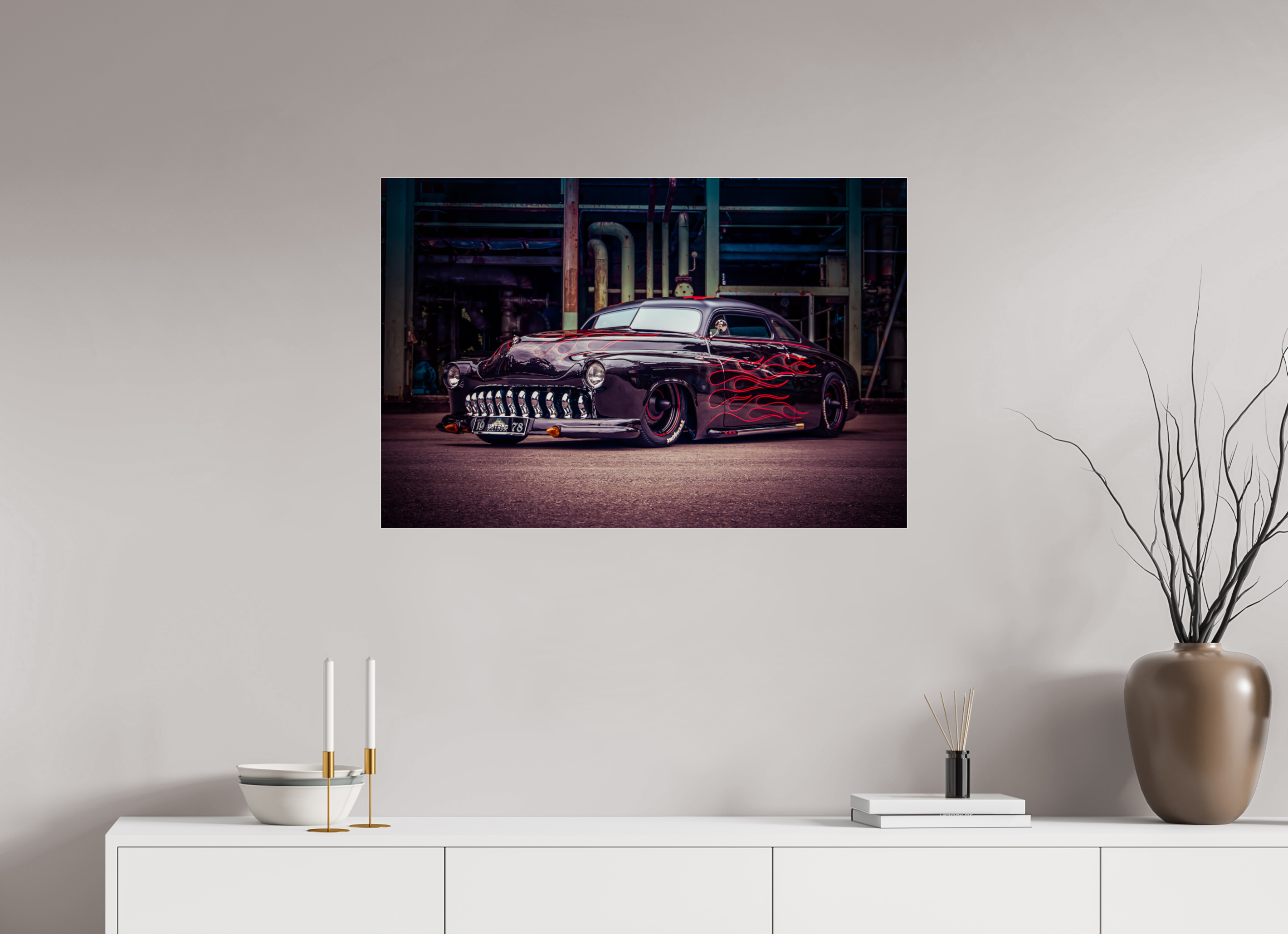 90 x 60 cm, Photo Print Under Acrylic Glass Rockabilly Freakout Kustom