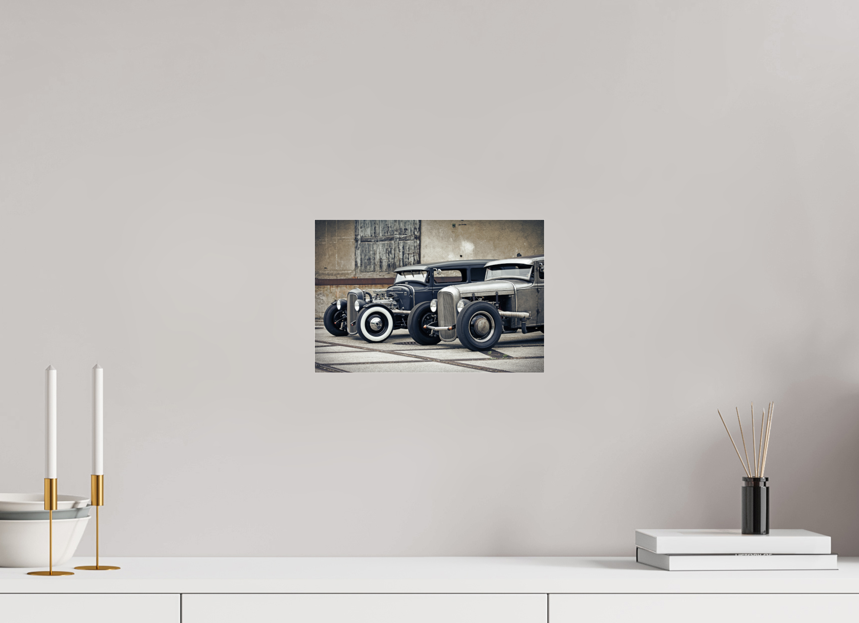 30 x 20 cm, Photo Print Under Acrylic Glass Oldschool Hot Rods