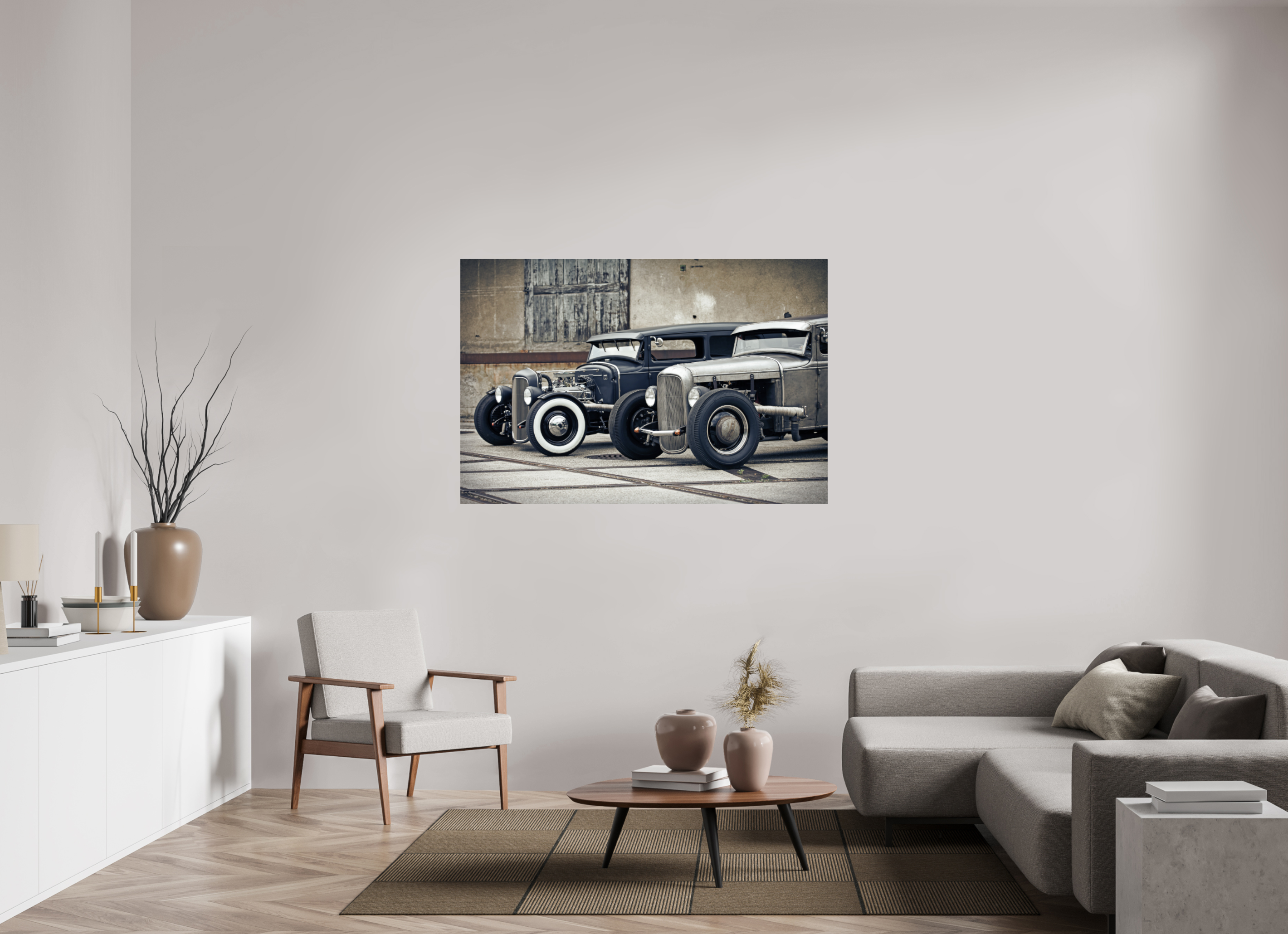 150 x 100 cm, Photo Print Under Acrylic Glass Oldschool Hot Rods
