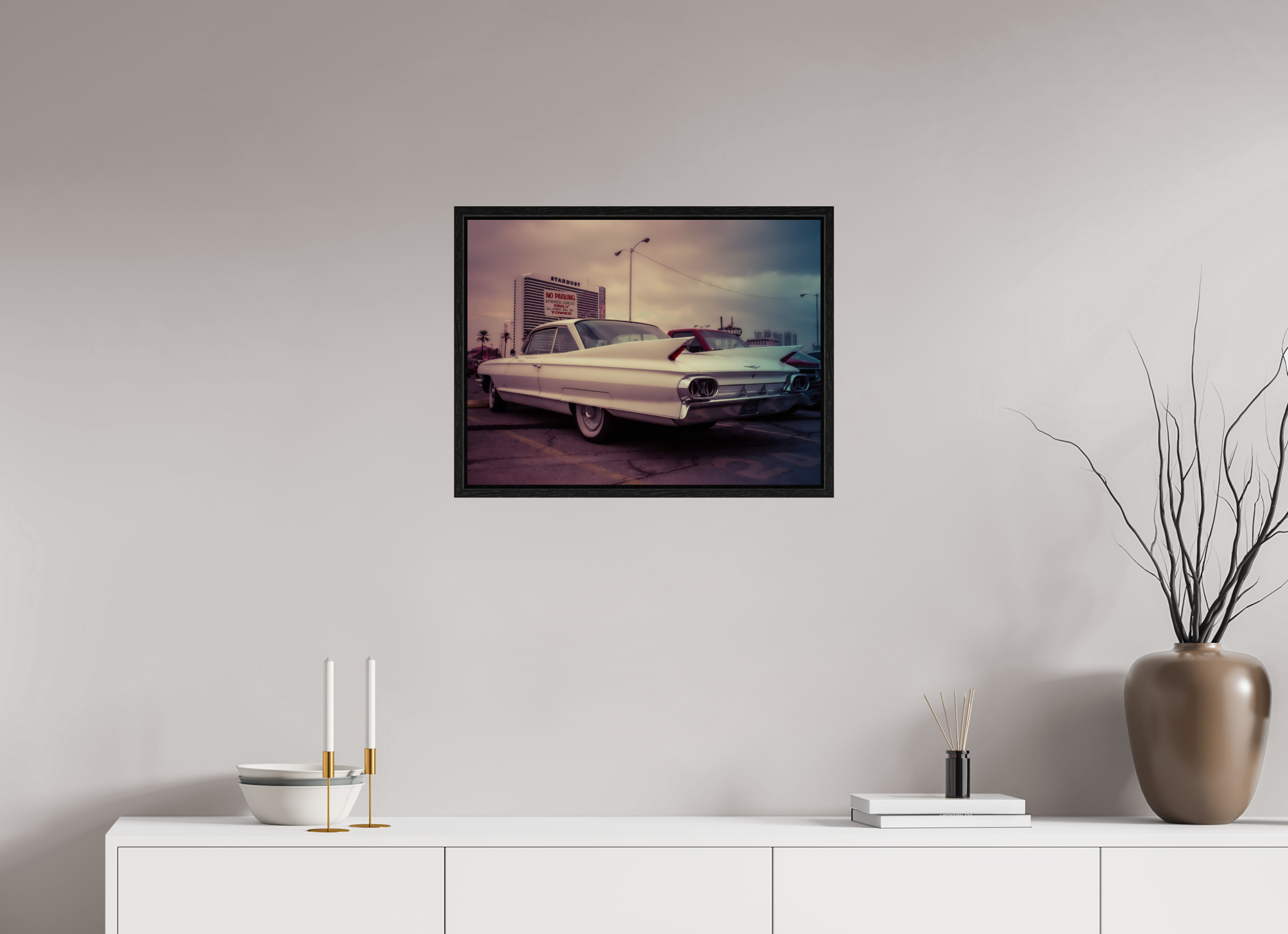 60 x 45 cm, Floater Frame Vintage Las Vegas: Cadillac Stardust Hotel