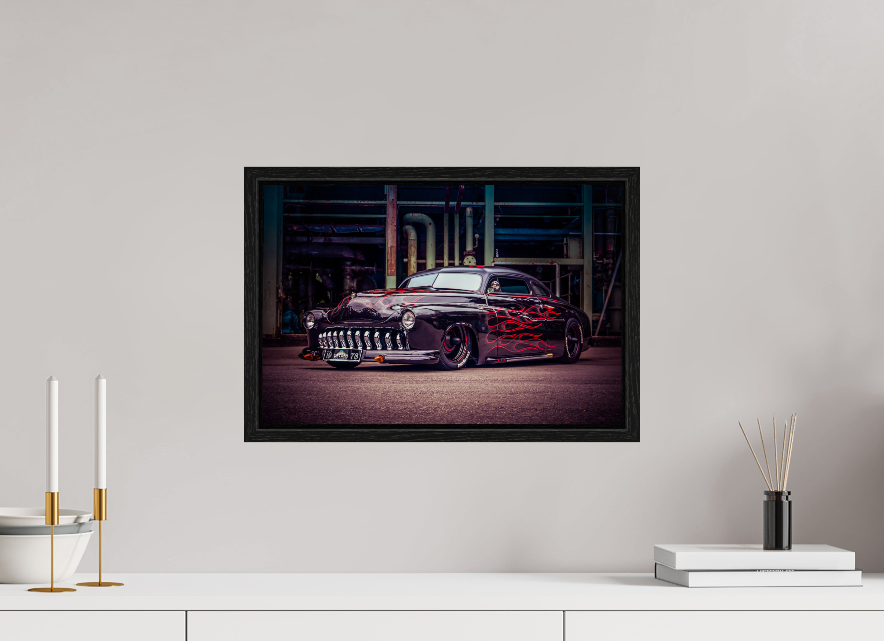 45 x 30 cm, Floater Frame Rockabilly Freakout Kustom