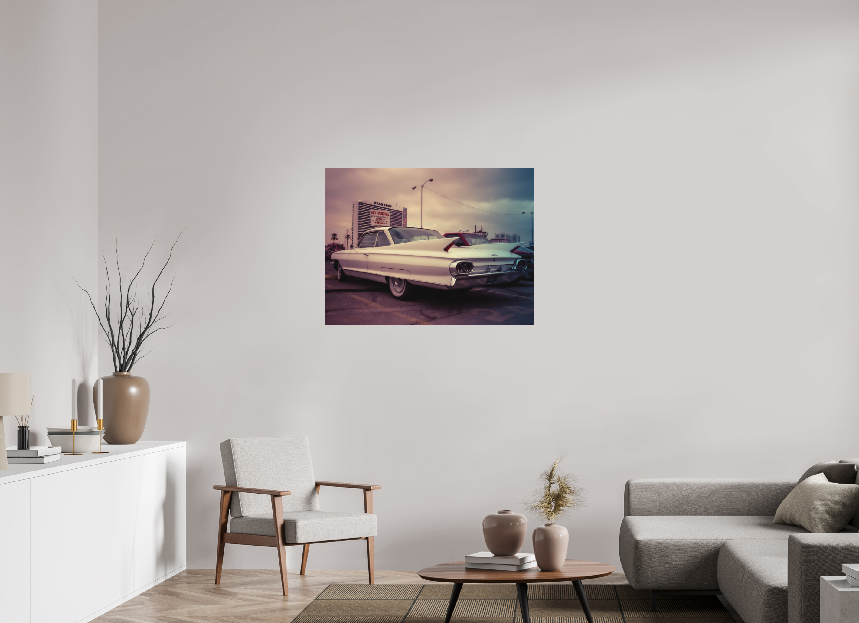 100 x 75 cm, Leinwand matt Vintage Las Vegas: Cadillac Stardust Hotel