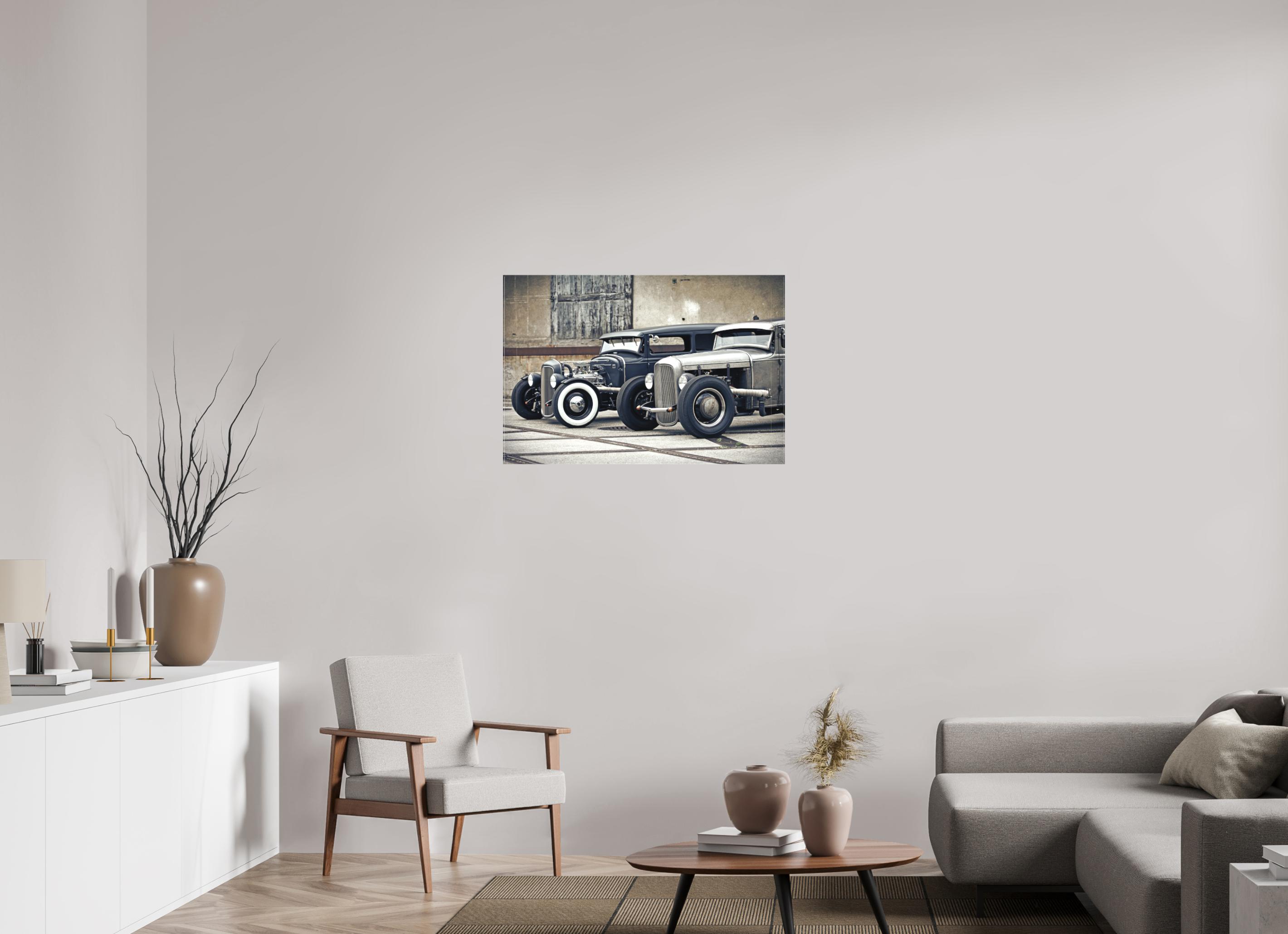 90 x 60 cm, Leinwand matt Oldschool Hot Rods