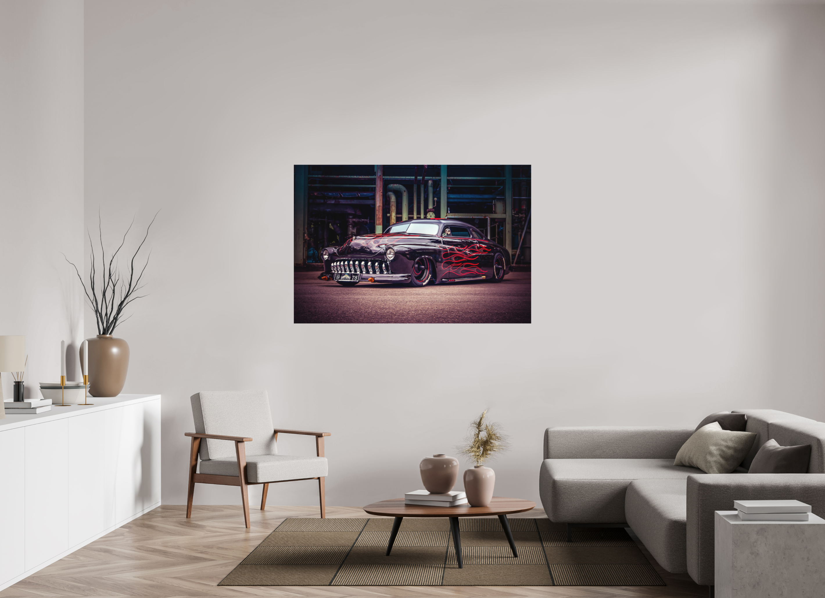 150 x 100 cm, Leinwand matt Rockabilly Freakout Kustom