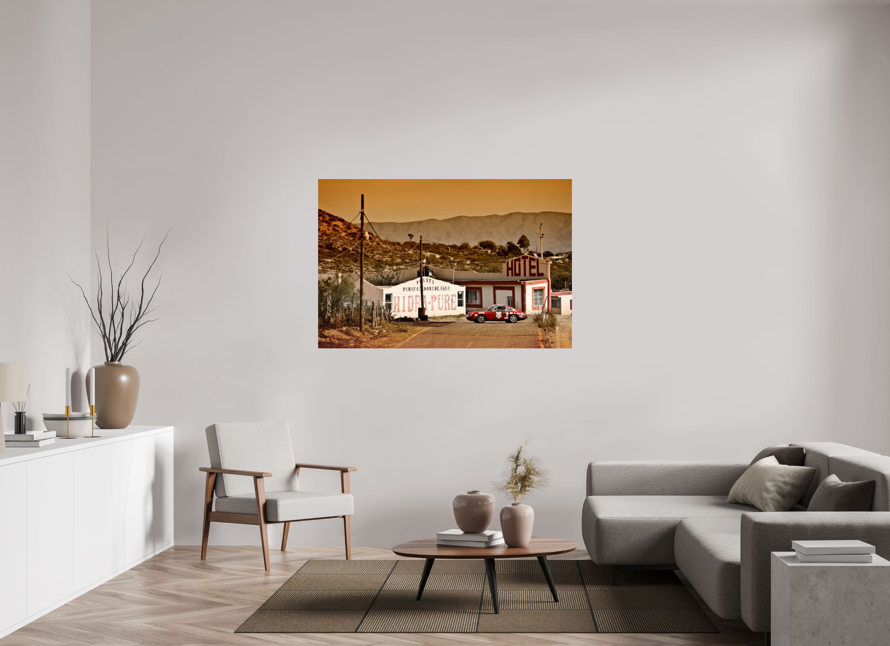 150 x 100 cm, Photo Print Under Acrylic Glass Porsche 911 - La Carrera Panamericana