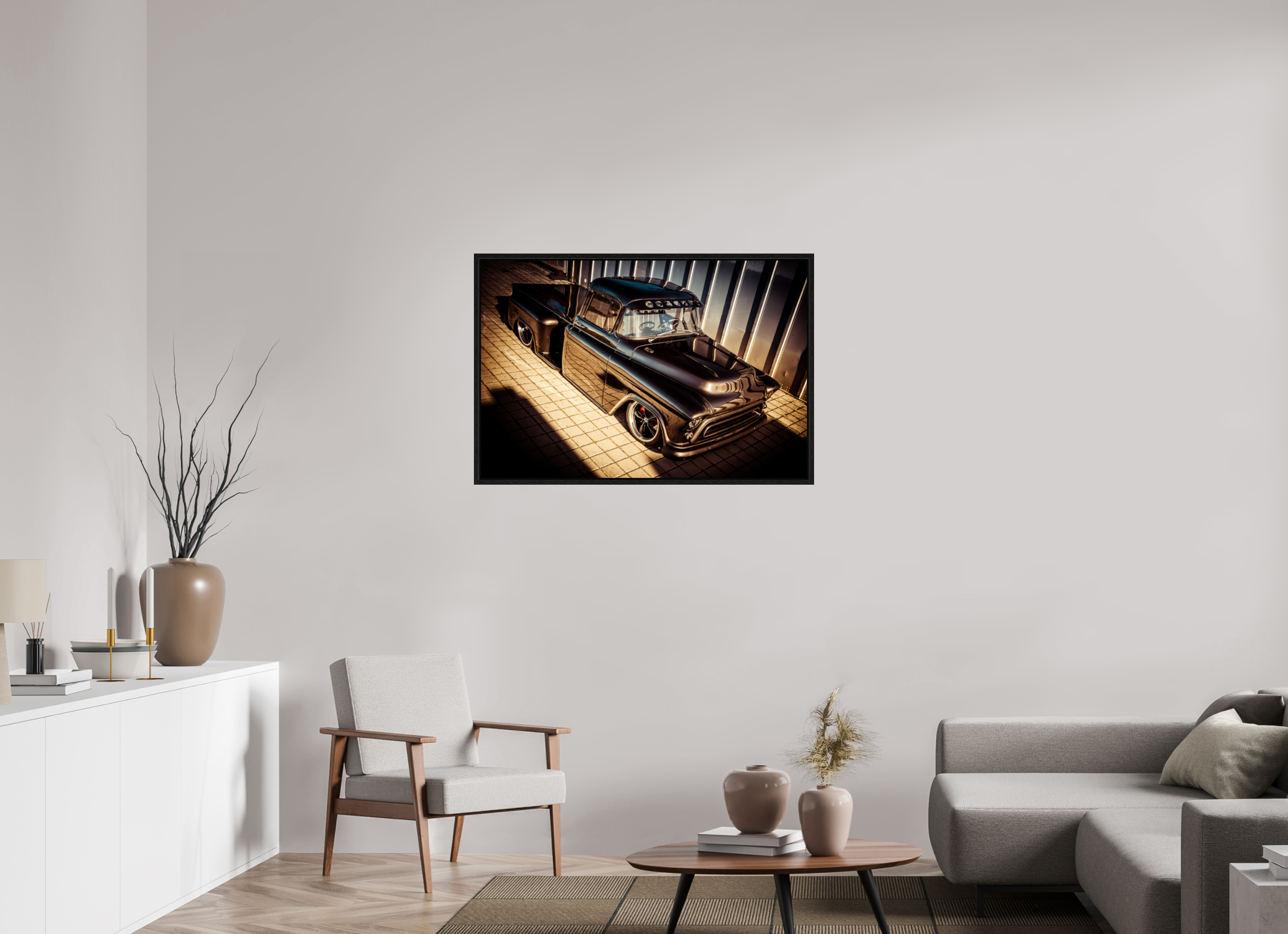 105 x 70 cm, Floater Frame 1955 Chevy Kustom Pickup Truck