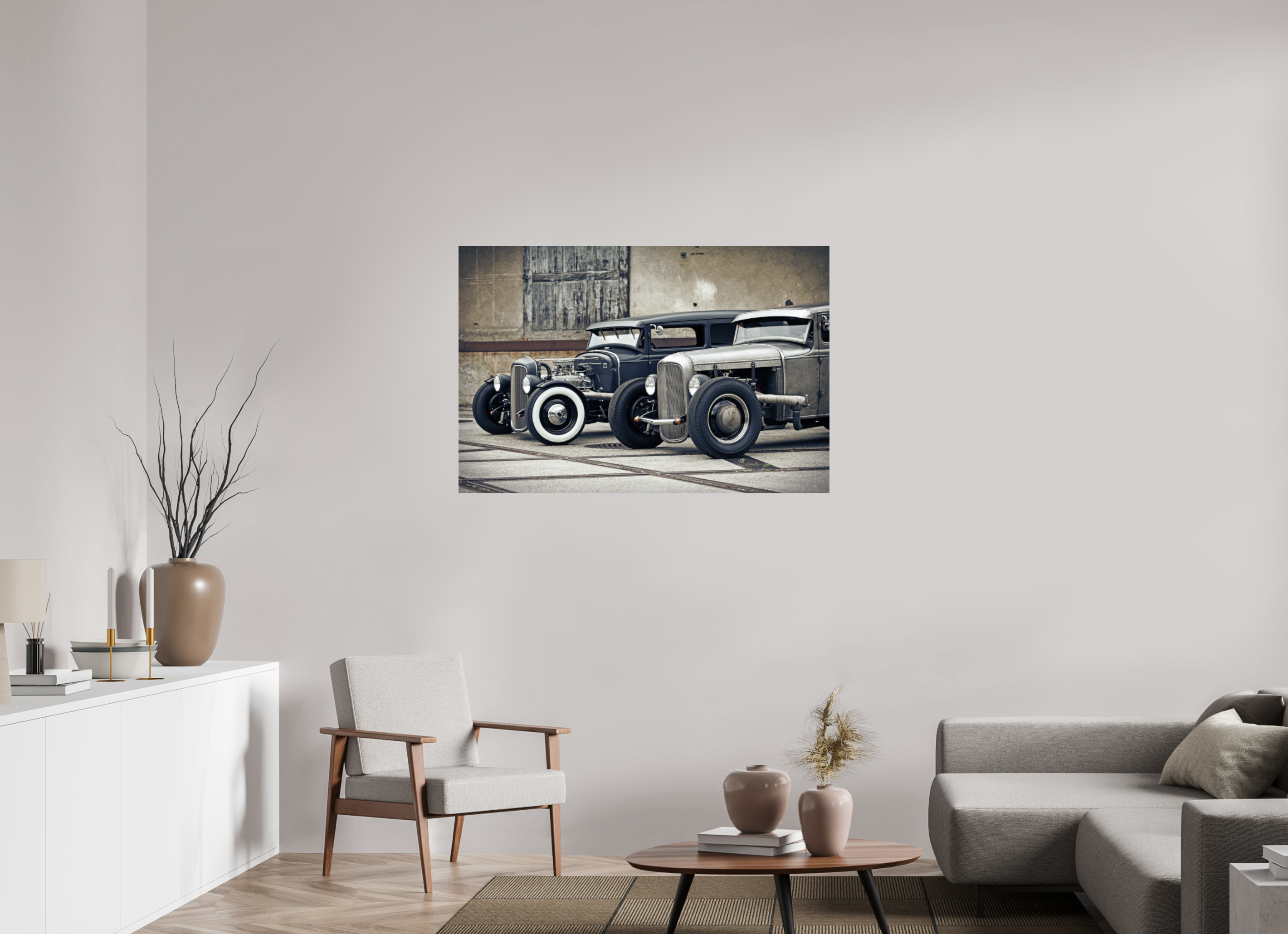 120 x 80 cm, Photo Print Under Acrylic Glass Oldschool Hot Rods