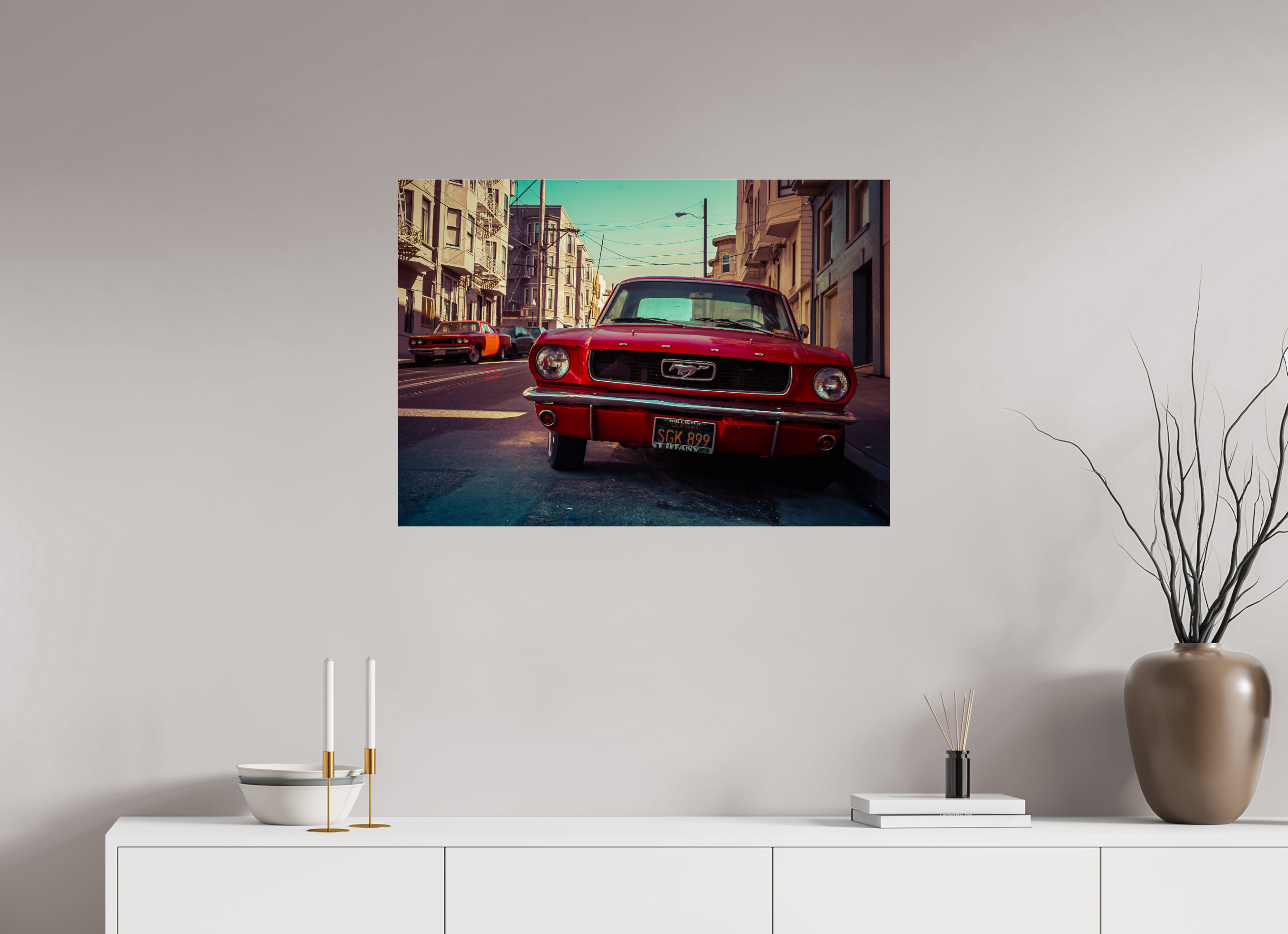 DIN A1 (84,1 x 59,4 cm), Photo Print Under Acrylic Glass Ford Mustang in San Francisco