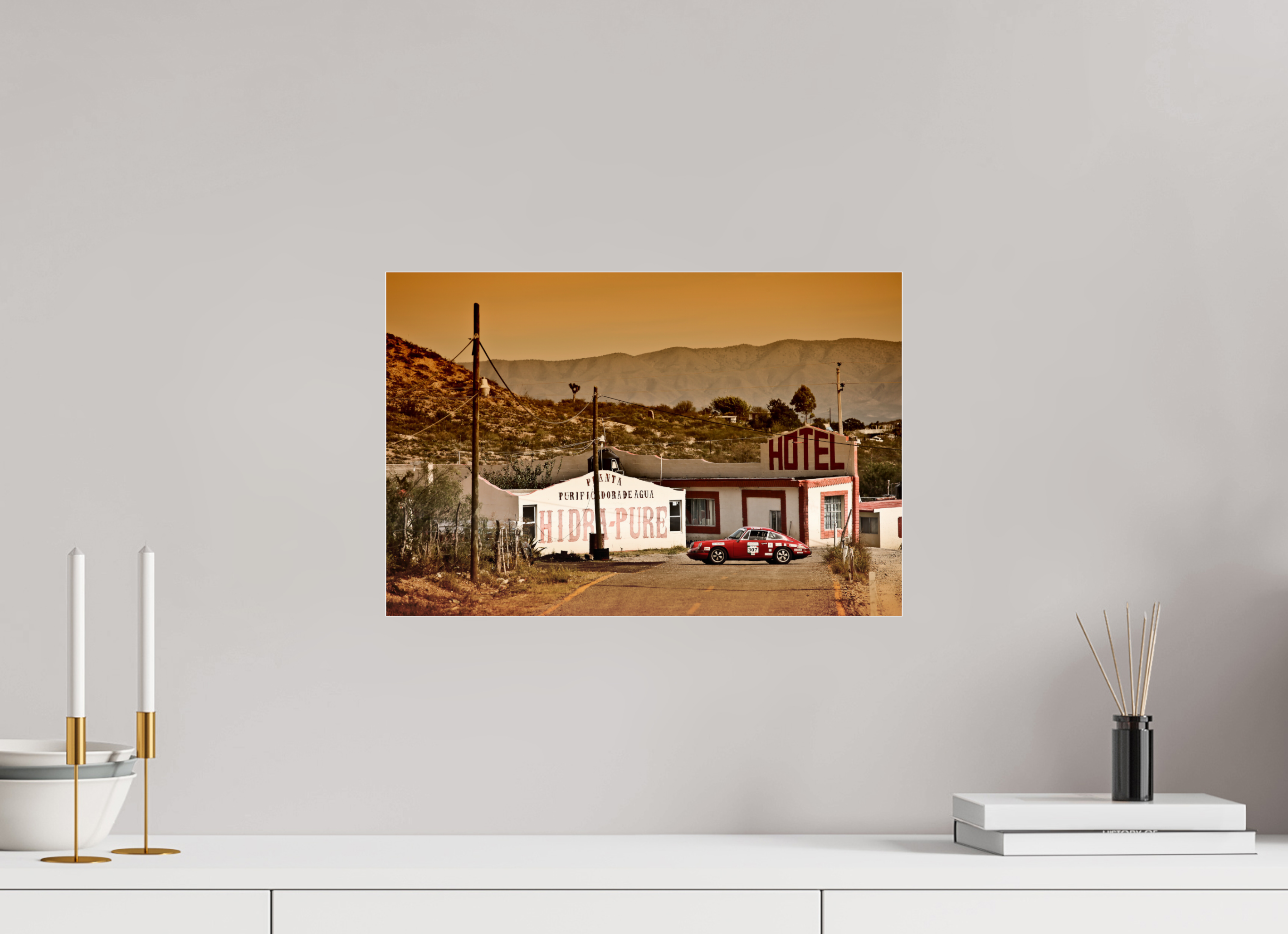 45 x 30 cm, Photo Print Under Acrylic Glass Porsche 911 - La Carrera Panamericana