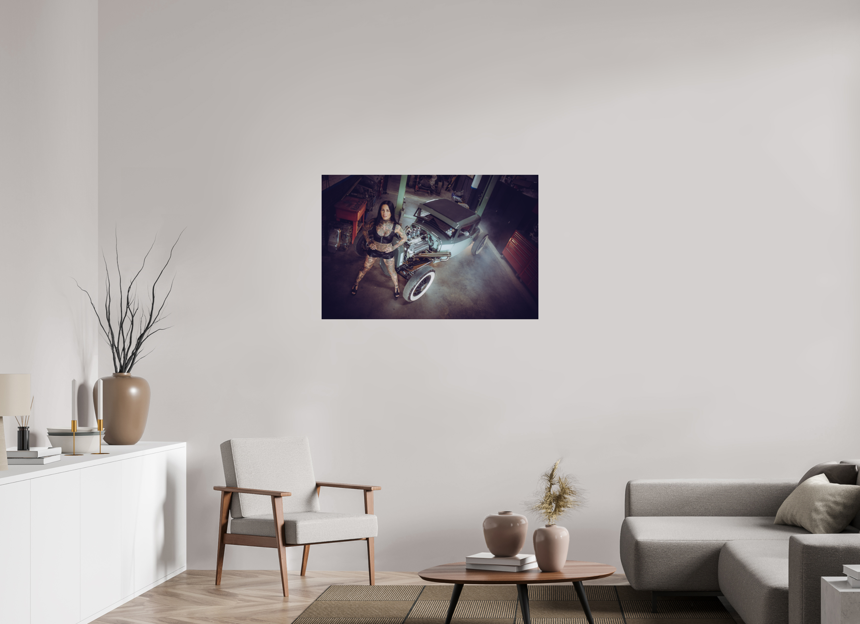 105 x 70 cm, Photo Print Under Acrylic Glass Femke Fatale Green Hot Rod