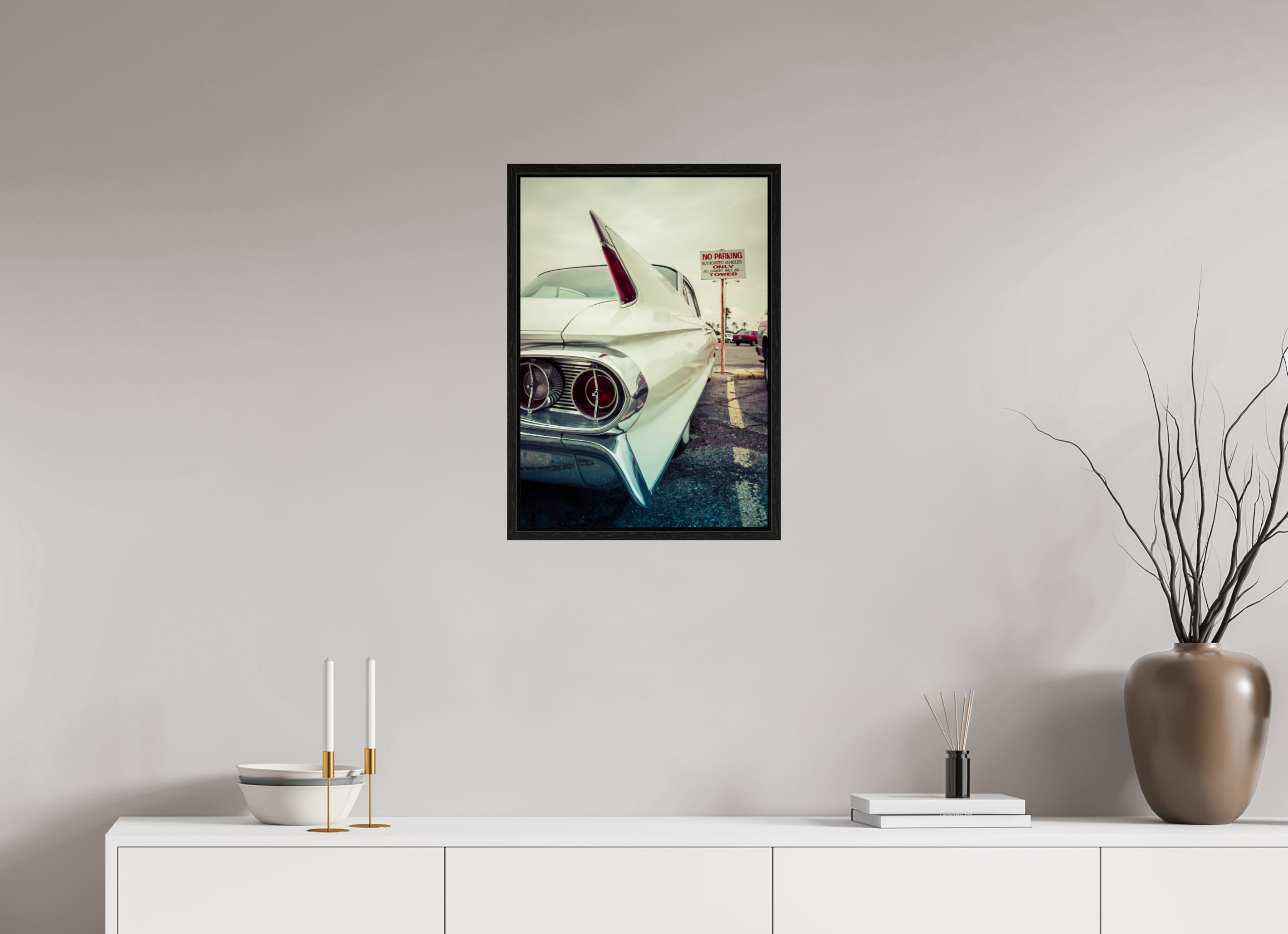 DIN A2 (42 x 59,4 cm), Floater Frame White Cadillac Vegas