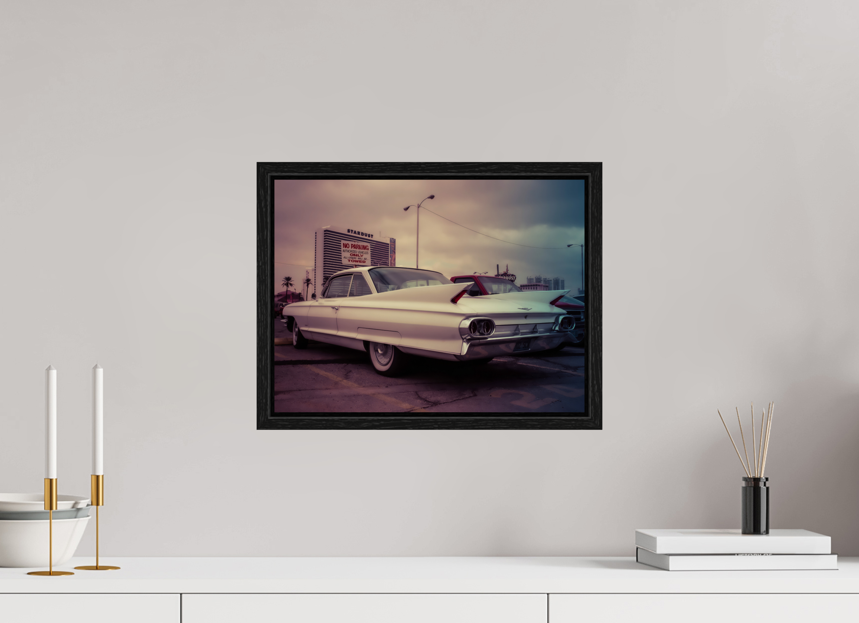 40 x 30 cm, Floater Frame Vintage Las Vegas: Cadillac Stardust Hotel