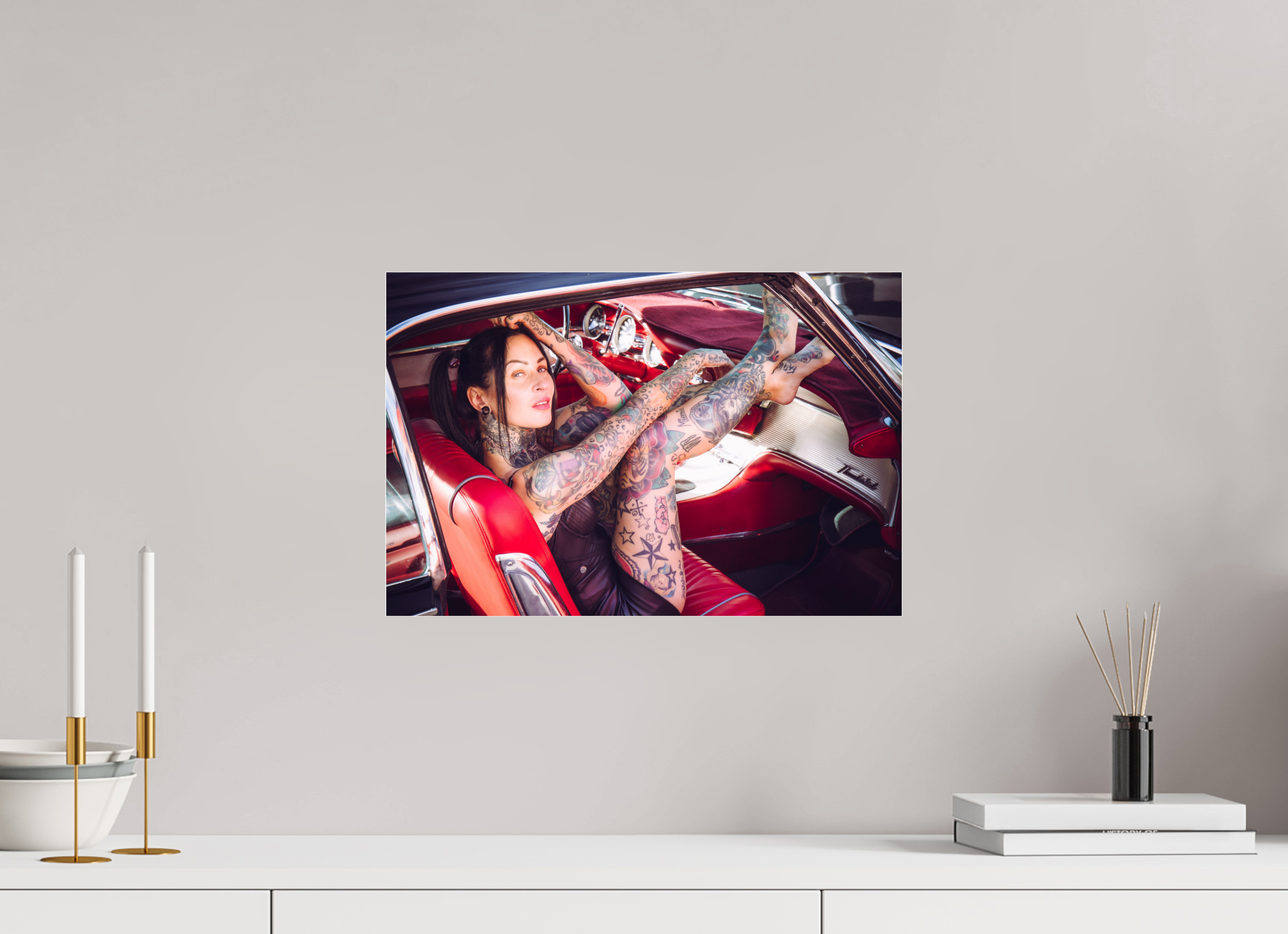 45 x 30 cm, Photo Print Under Acrylic Glass Femke Fatale Ford Thunderbird