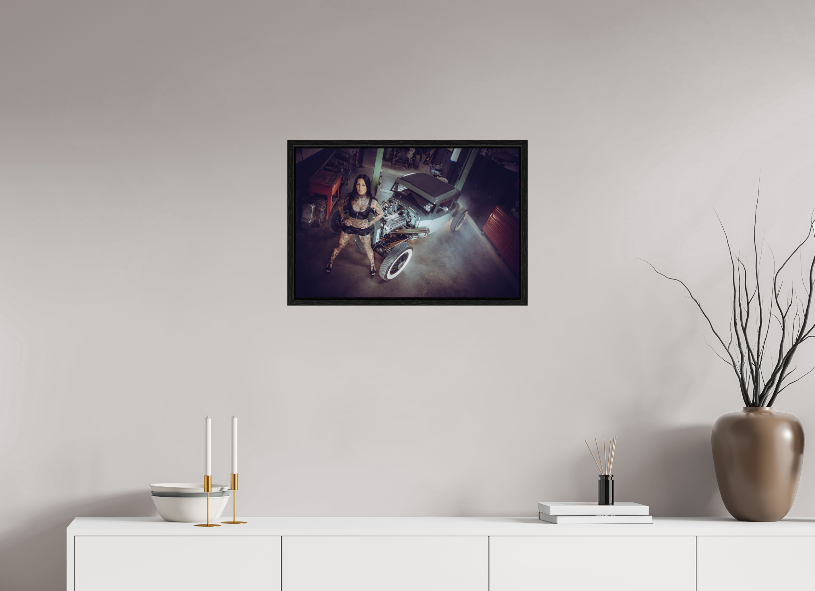 60 x 40 cm, Floater Frame Femke Fatale Green Hot Rod
