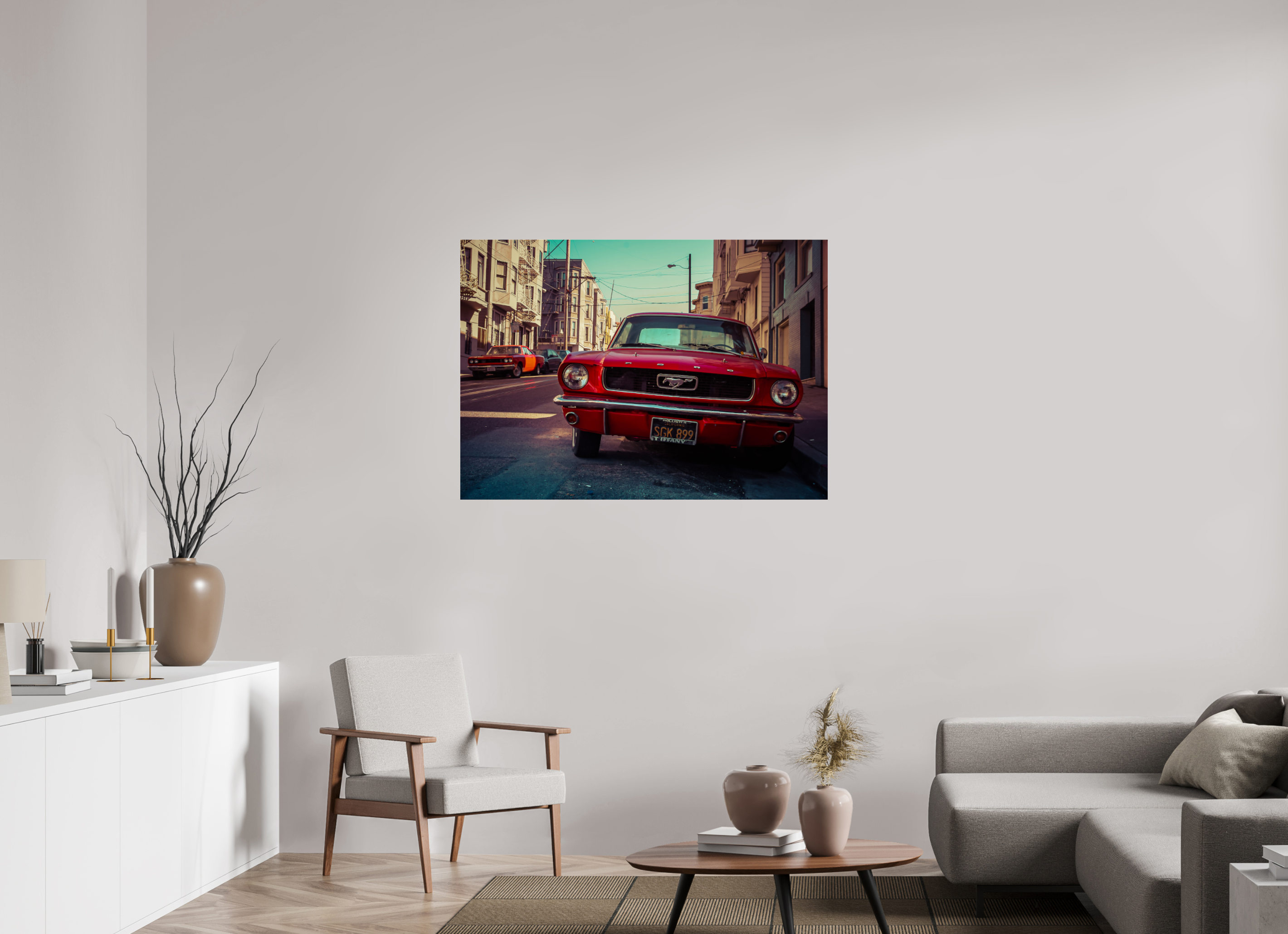 DIN A0 (118,9 x 84,1 cm), Photo Print Under Acrylic Glass Ford Mustang in San Francisco