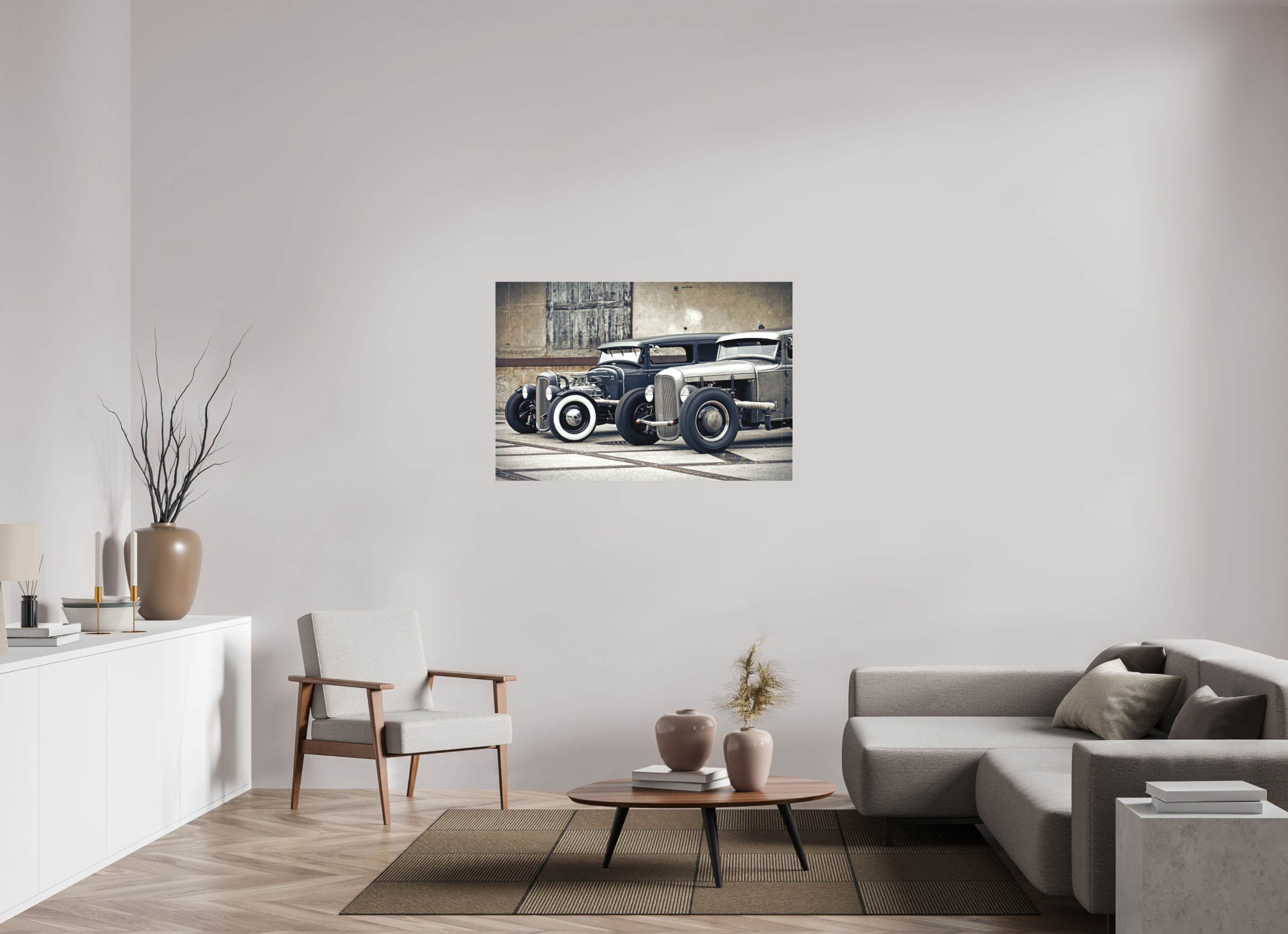 120 x 80 cm, Leinwand matt Oldschool Hot Rods