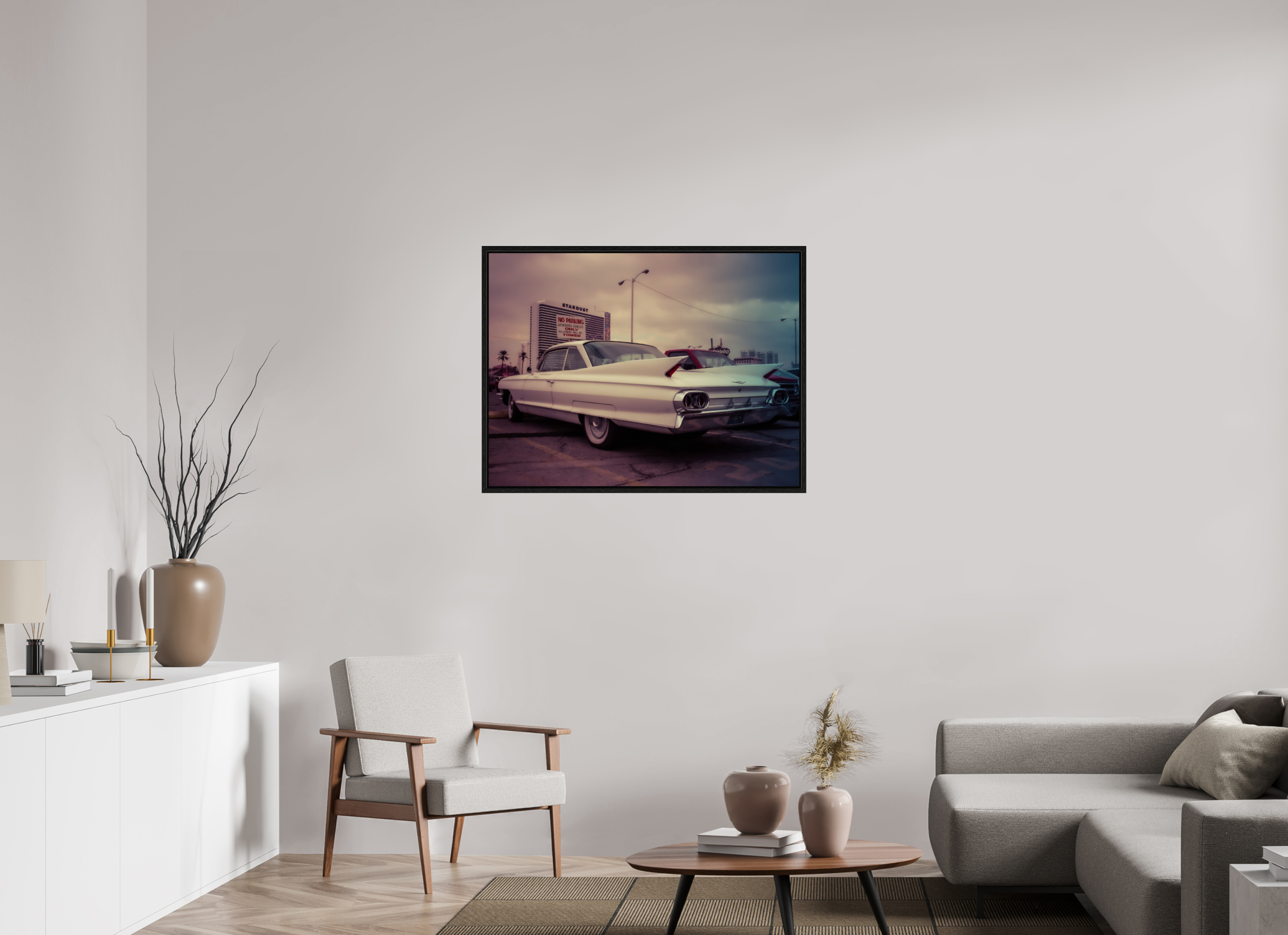 100 x 75 cm, Floater Frame Vintage Las Vegas: Cadillac Stardust Hotel