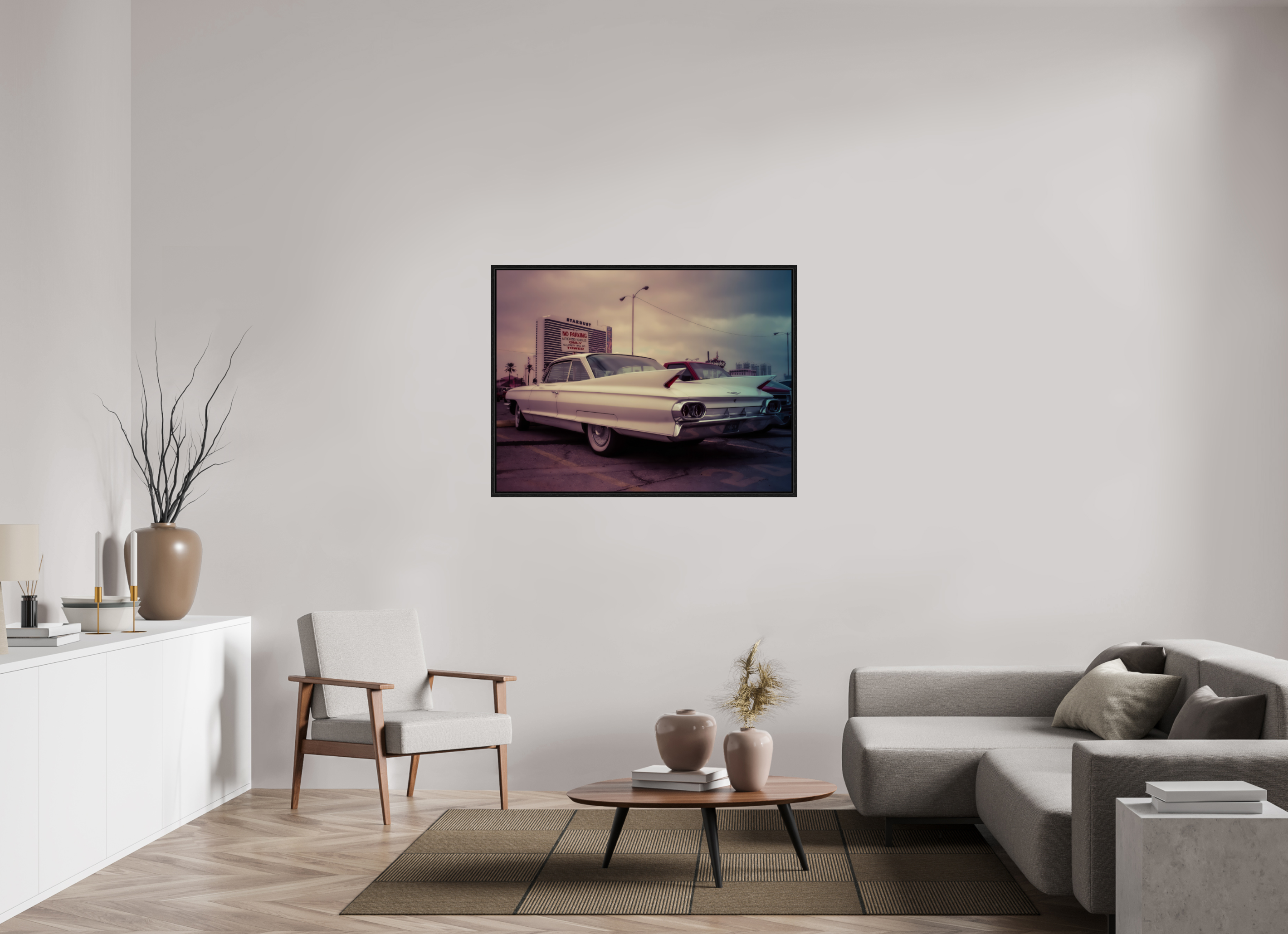 120 x 90 cm, Floater Frame Vintage Las Vegas: Cadillac Stardust Hotel