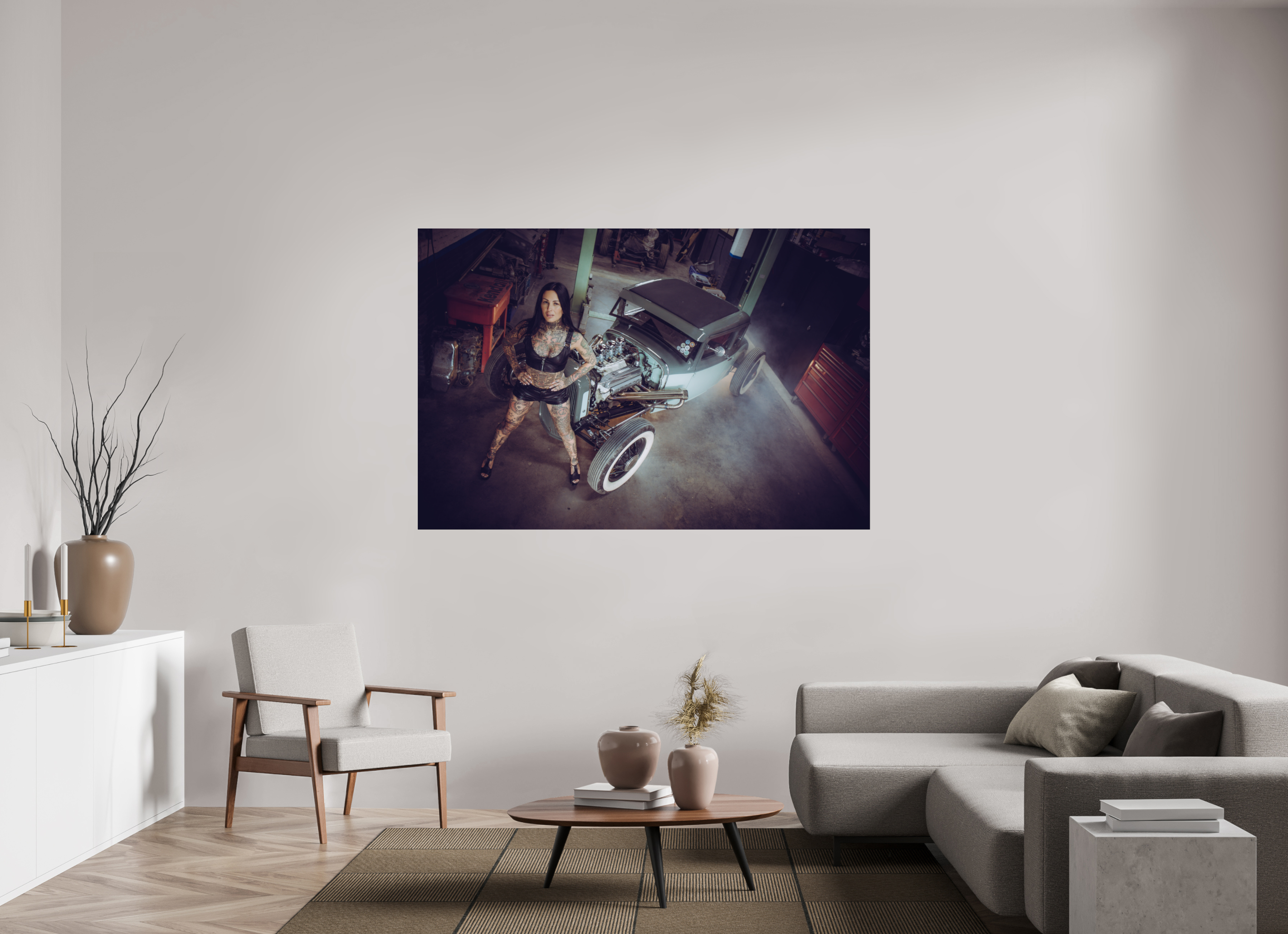 180 x 120 cm, Photo Print Under Acrylic Glass Femke Fatale Green Hot Rod