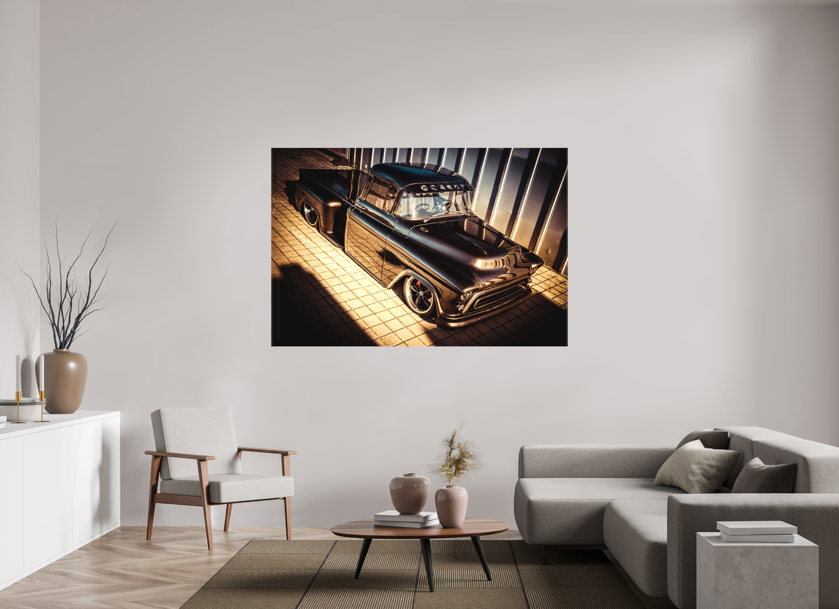 180 x 120 cm, Leinwand matt 1955 Chevy Kustom Pickup Truck