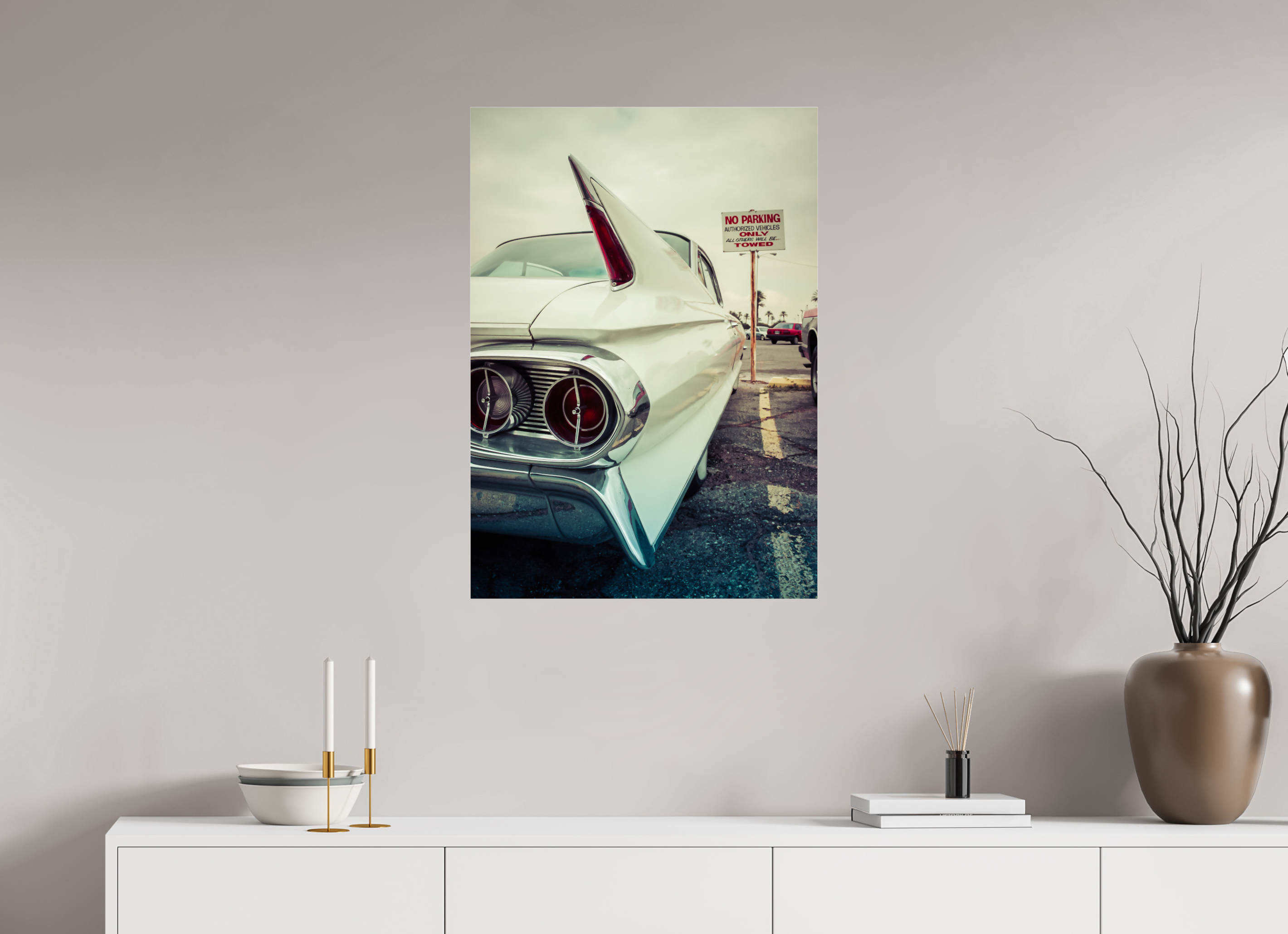 DIN A1 (59,4 x 84,1 cm), Photo Print Under Acrylic Glass White Cadillac Vegas