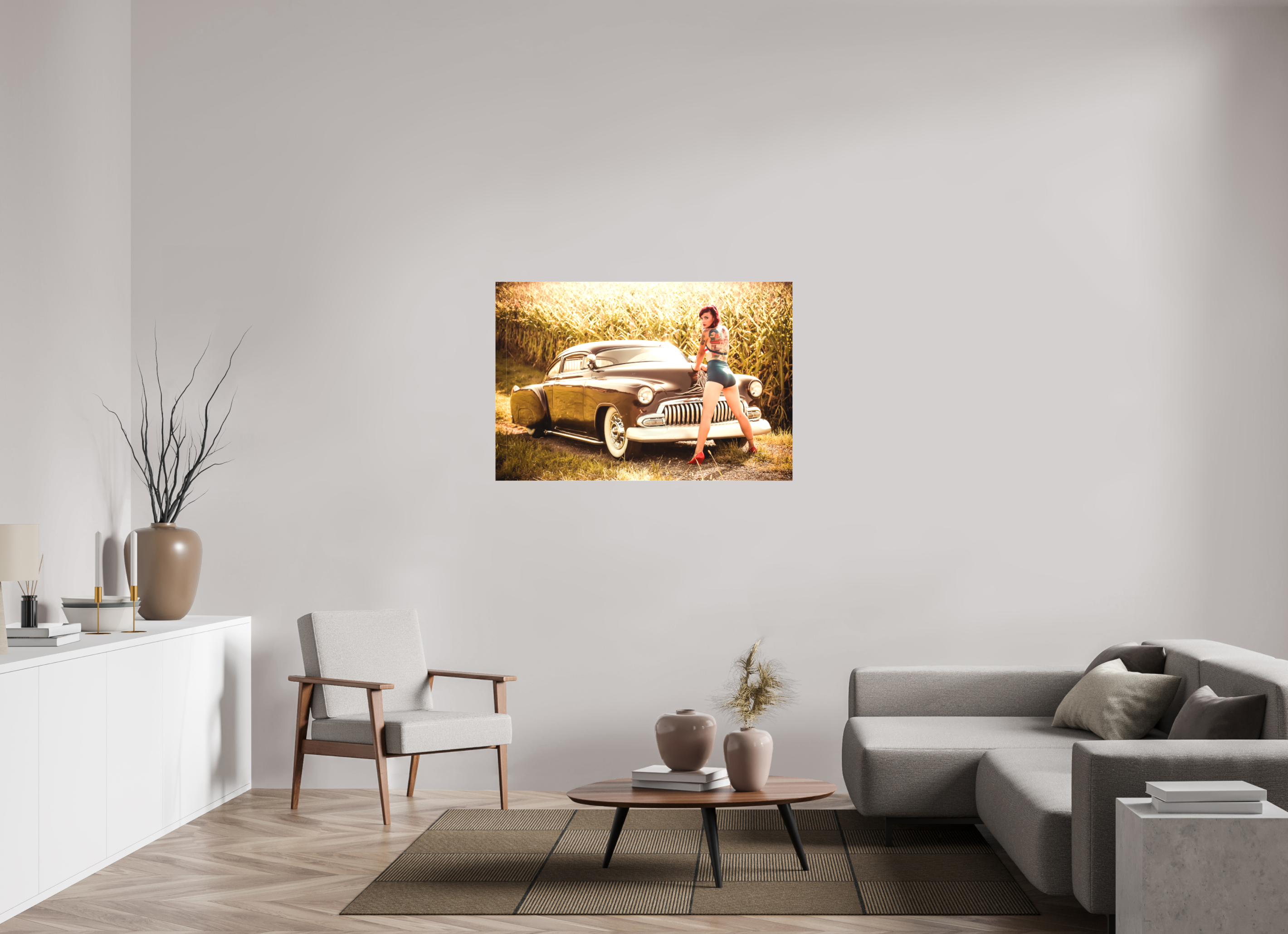 120 x 80 cm, Leinwand matt Carina & Chevrolet Kustom